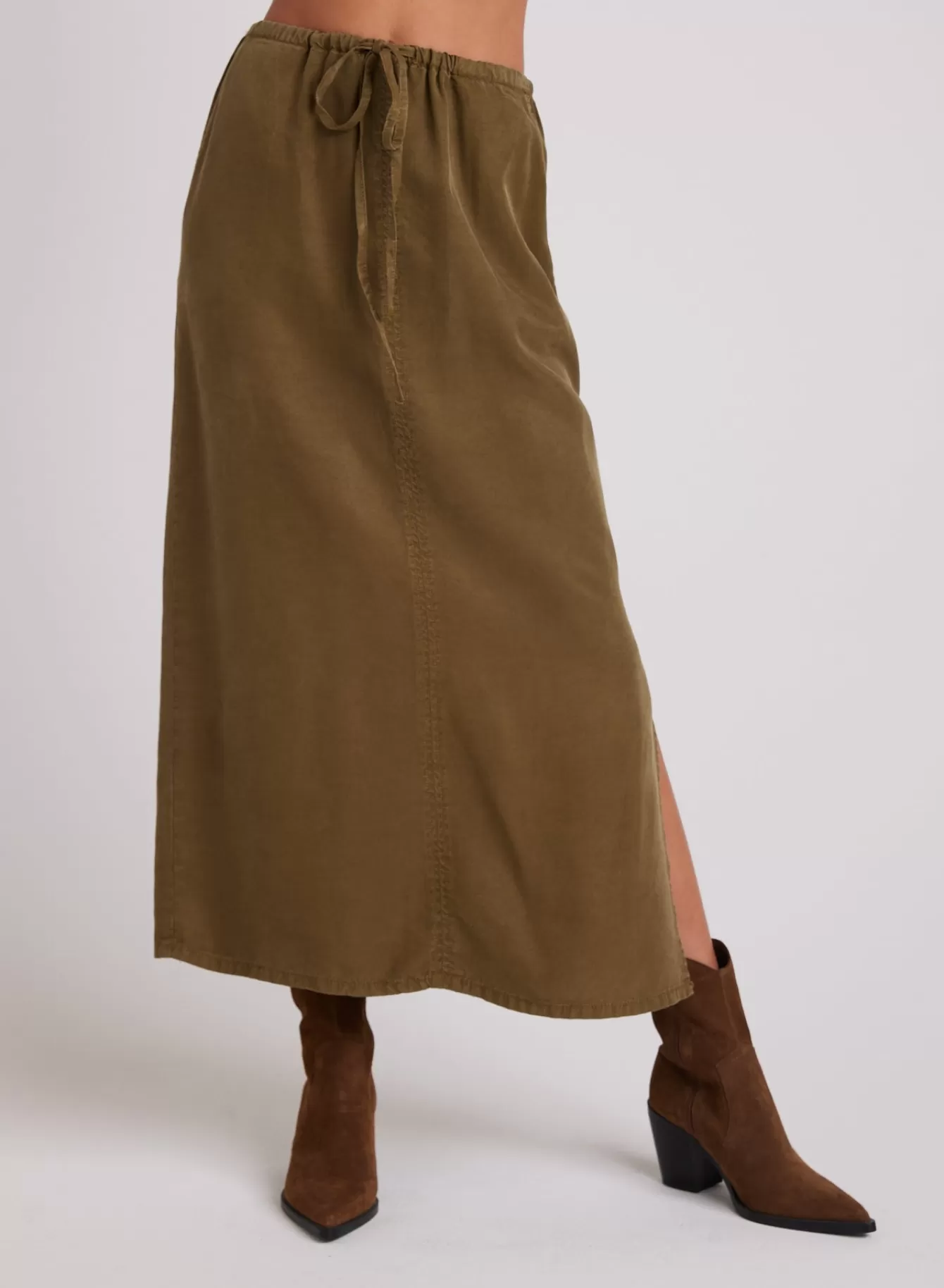 Bella Dahl Skirts-Ana Side Slit Skirt - Basil Green