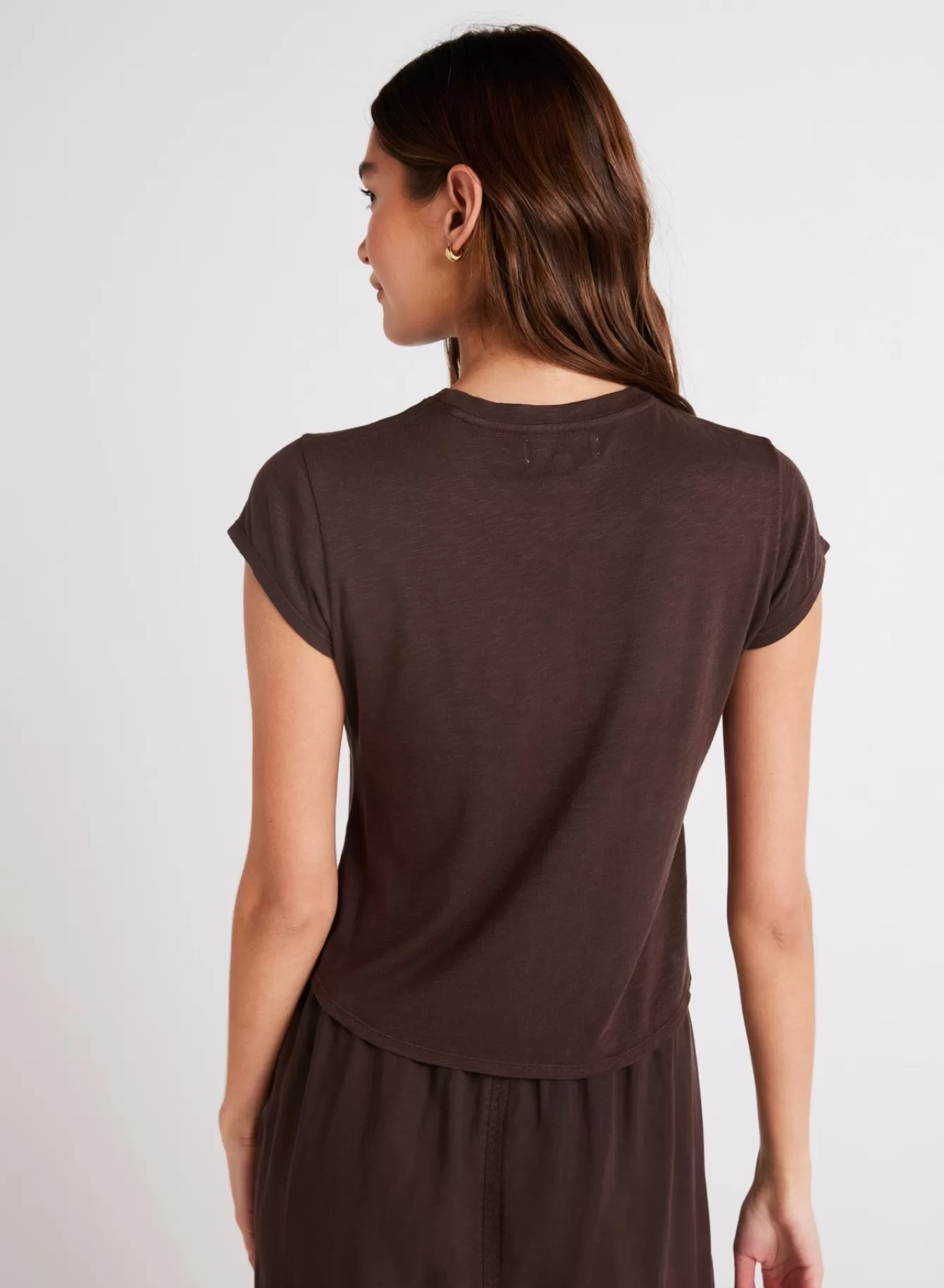 Bella Dahl Essentials Tops-Baby Crew Tee - Chestnut Brown