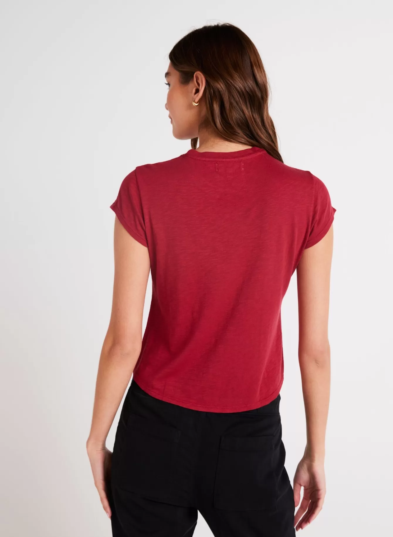 Bella Dahl Essentials Tops-Baby Crew Tee - Ruby Red