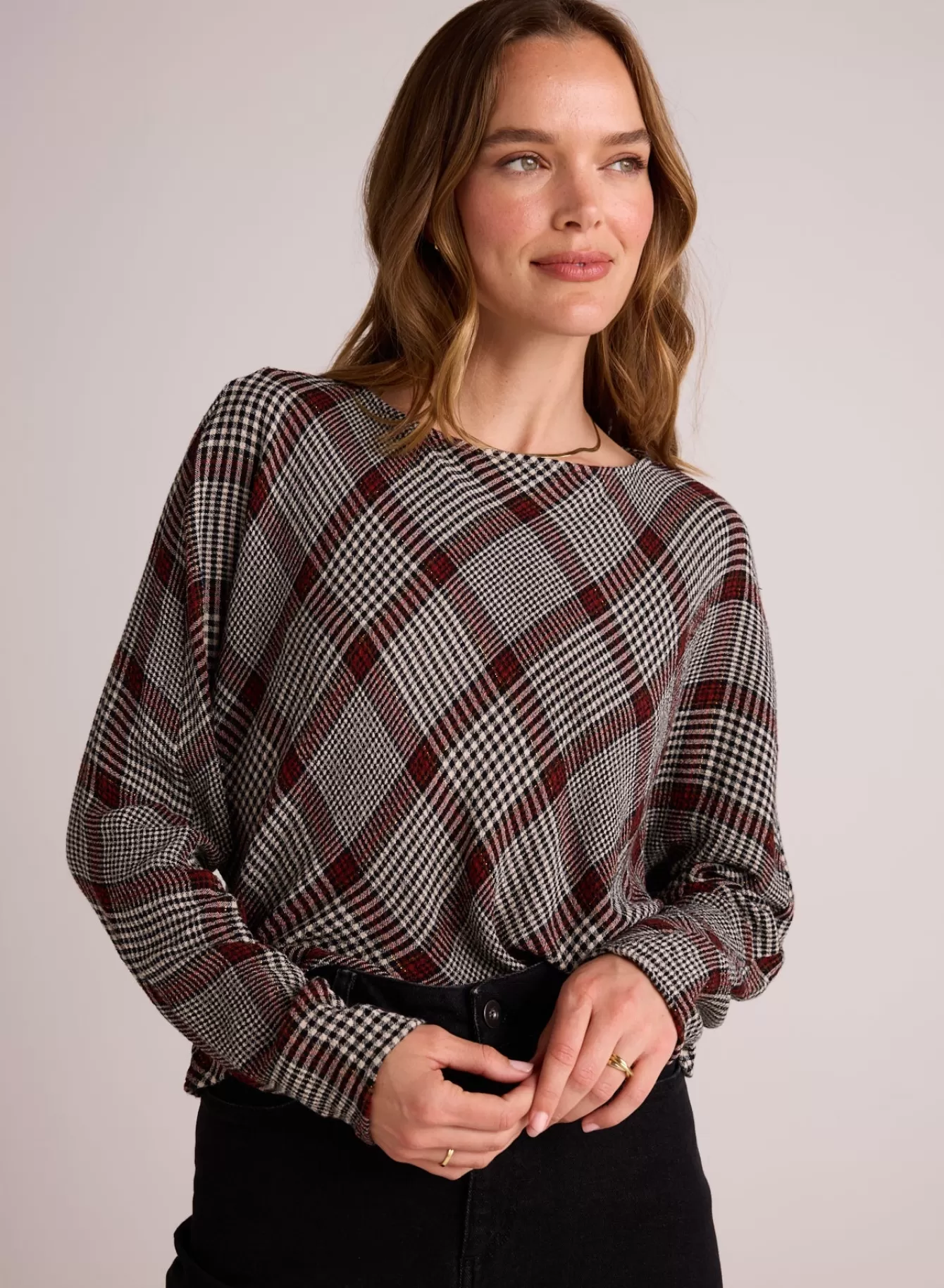 Bella Dahl Long Sleeve-Bias Dolman Sleeve Top - Winter Glen Plaid