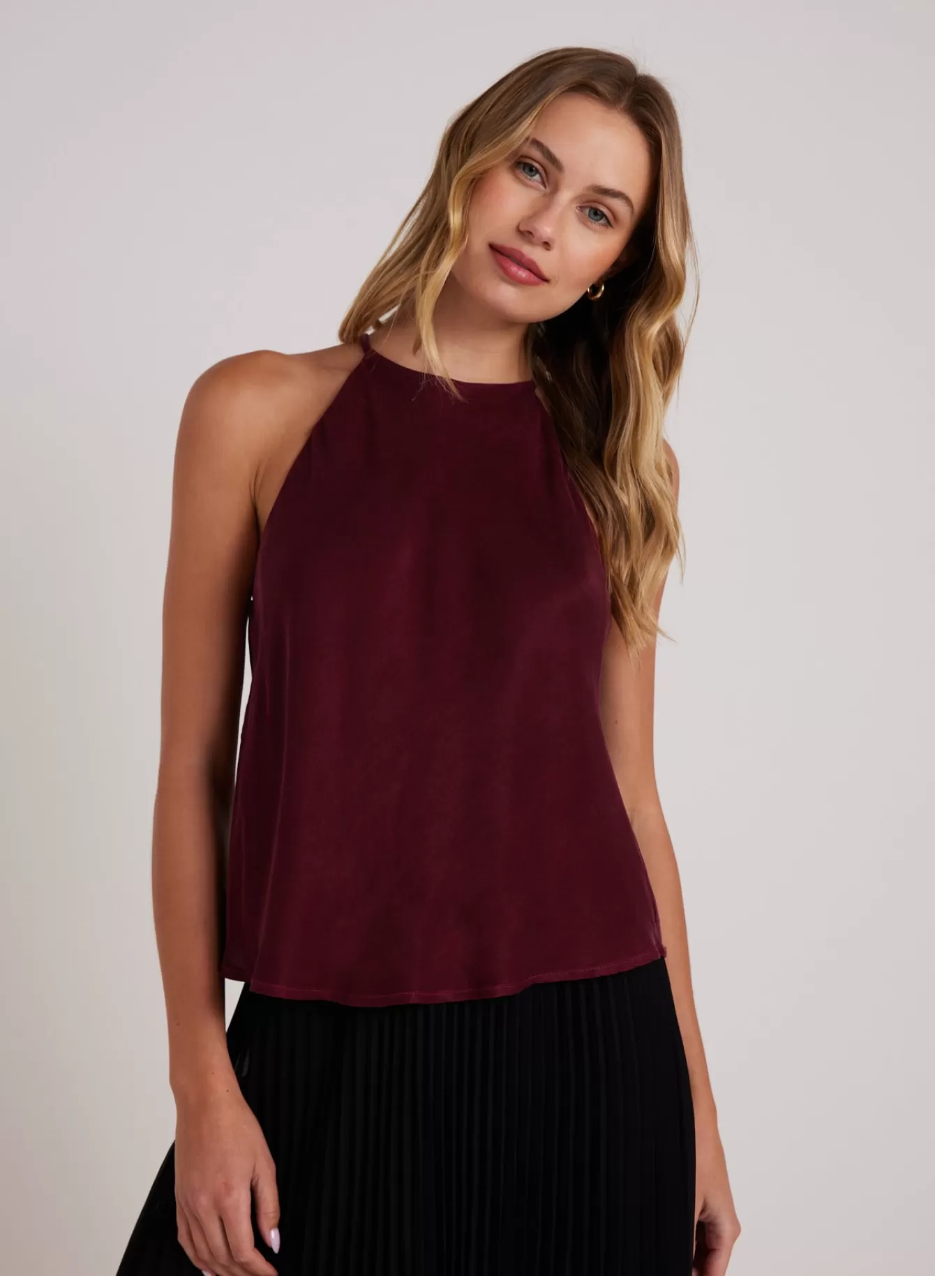 Bella Dahl Sleeveless-Bias Halter Top - Deep Plum