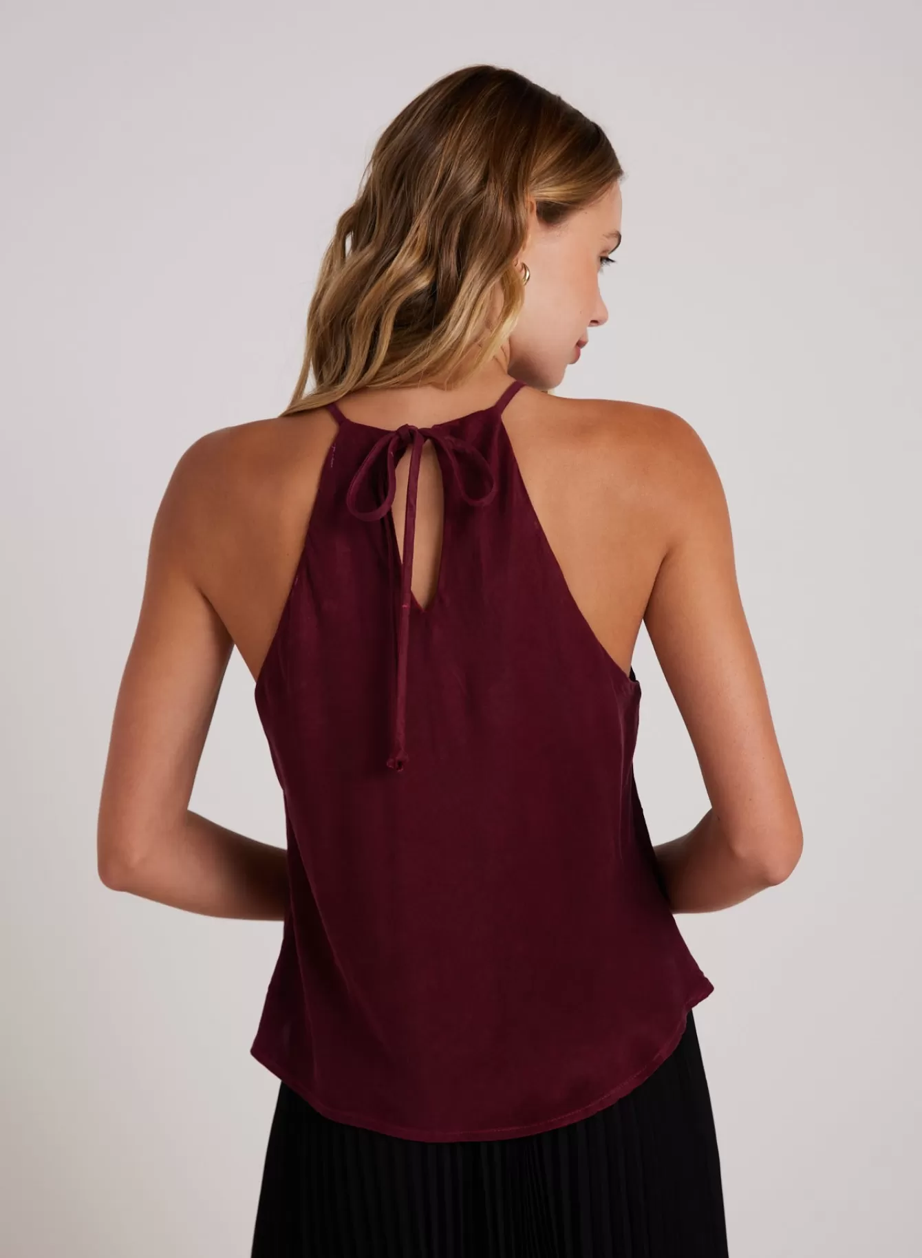 Bella Dahl Sleeveless-Bias Halter Top - Deep Plum