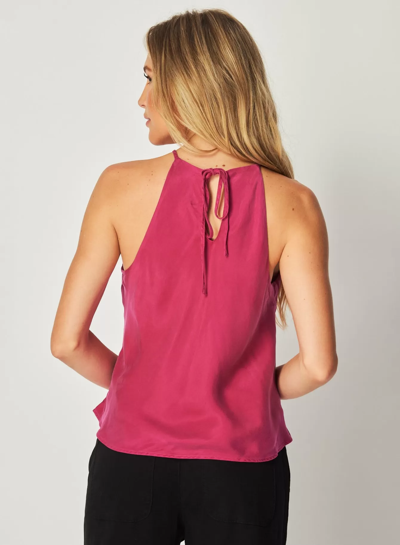 Bella Dahl Sleeveless-Bias Halter Top - Fuchsia Berry