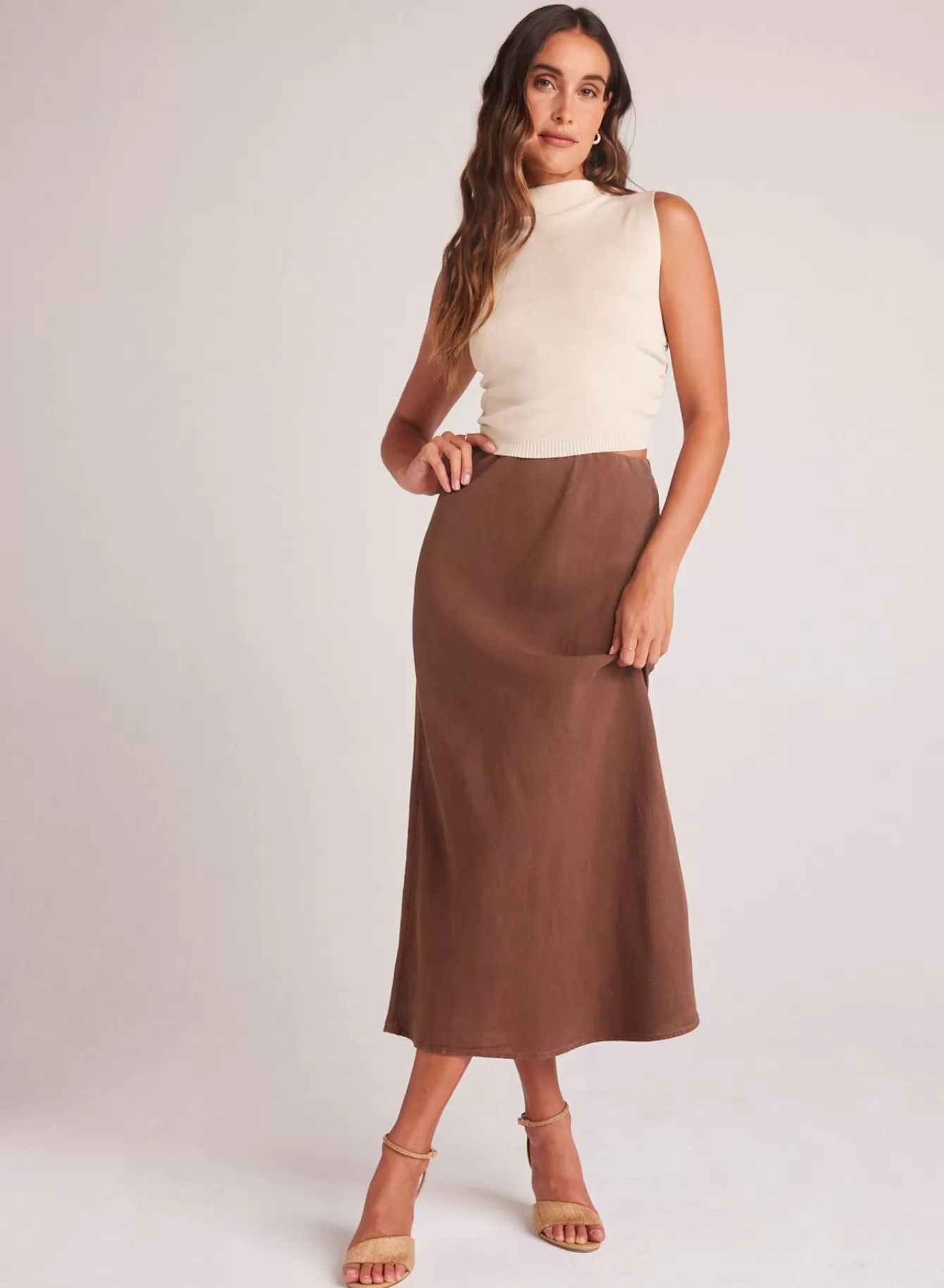 Bella Dahl Skirts-Bias Midi Skirt - Botanical Brown