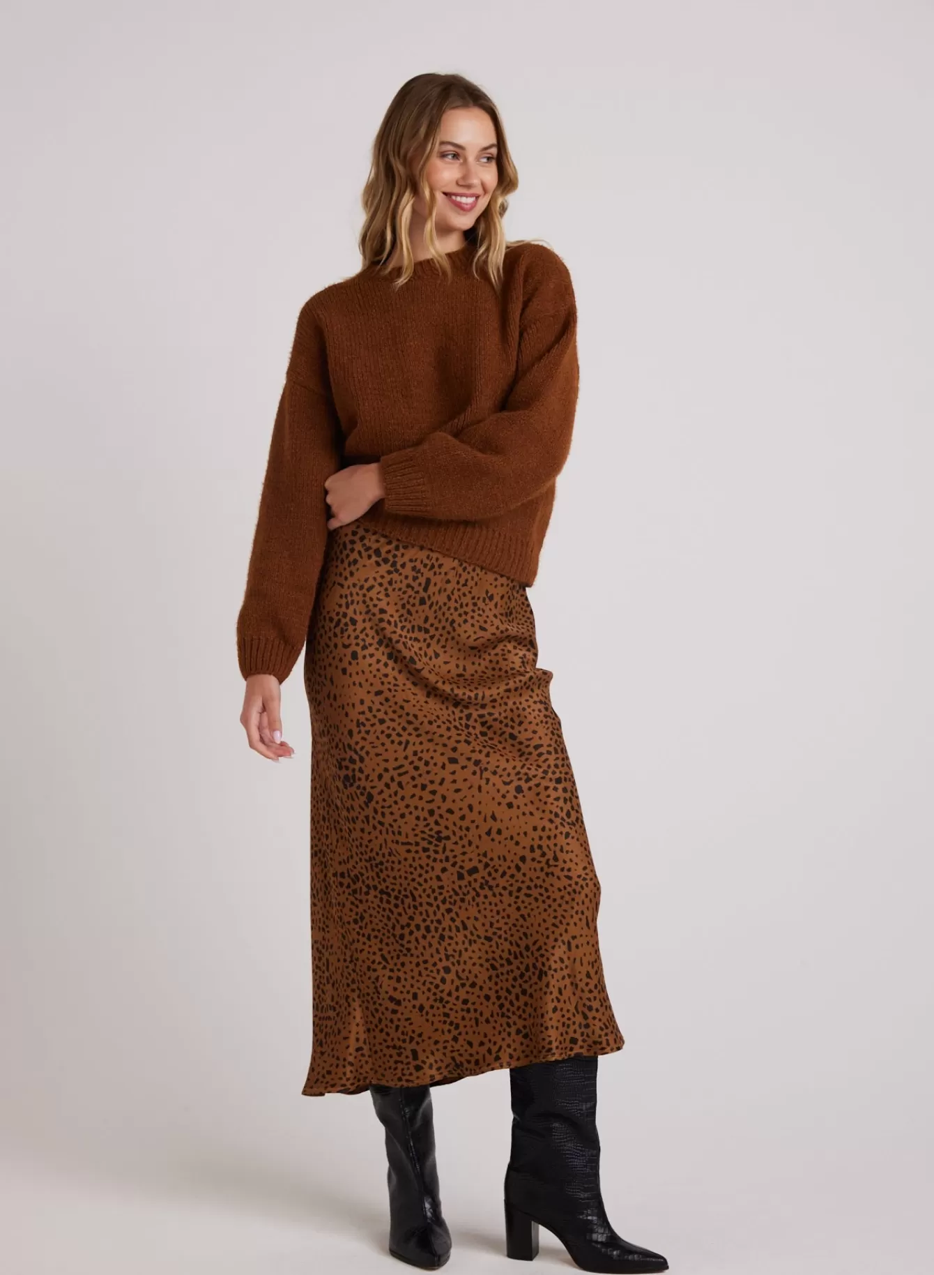 Bella Dahl Skirts-Bias Midi Skirt - Bronzed Maple