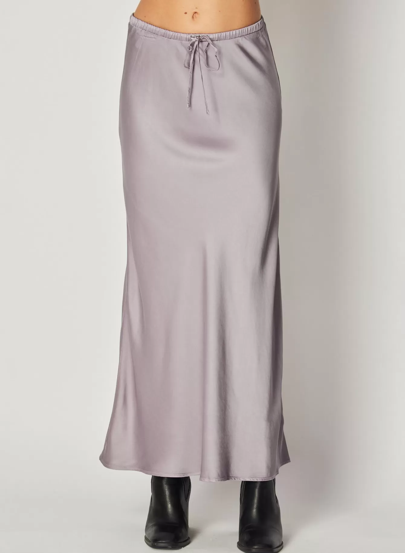 Bella Dahl Skirts-Bias Satin Skirt with Tie - Glacier Grey