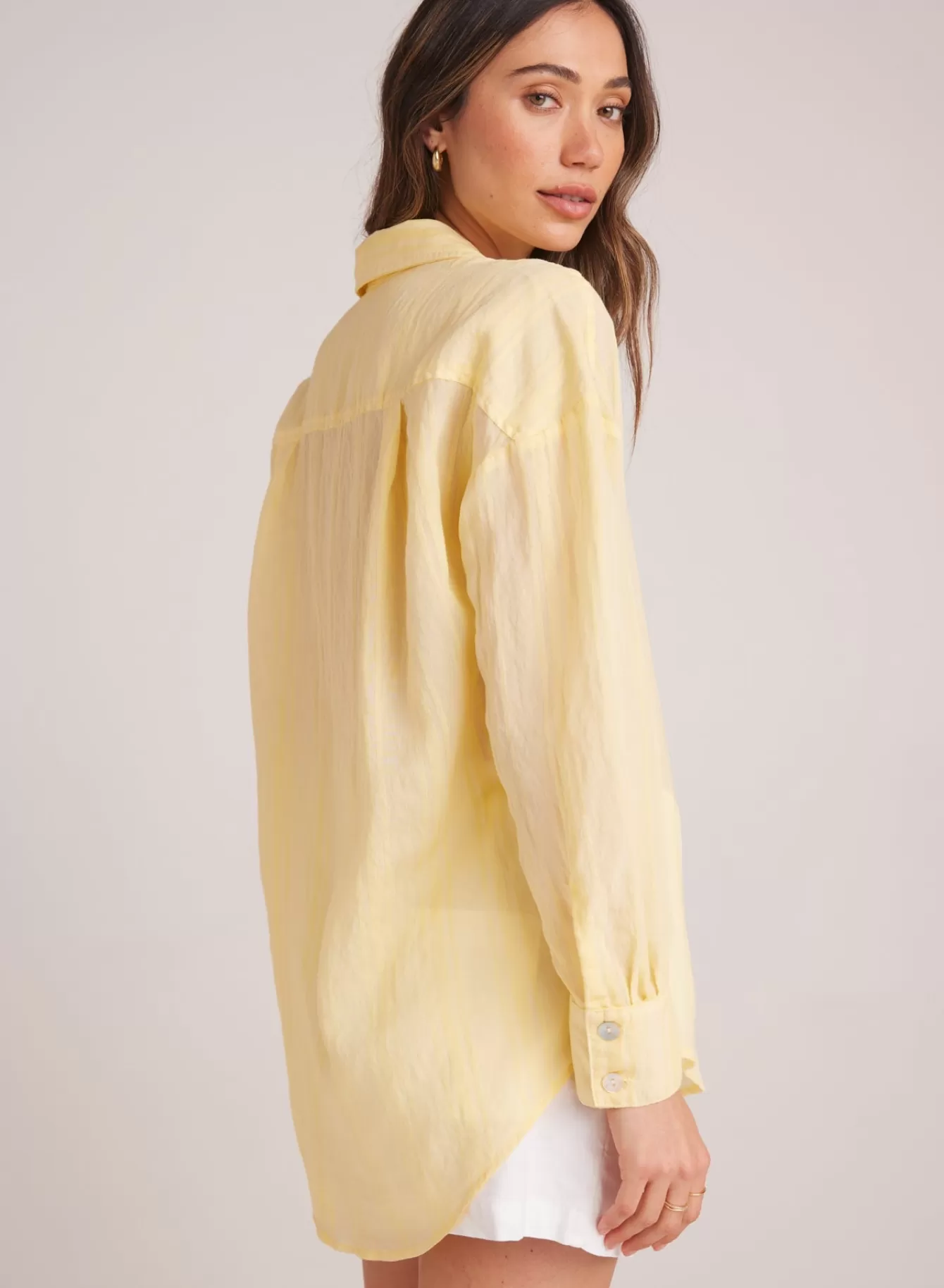 Bella Dahl Long Sleeve-Boyfriend Button Down - Citron Yellow