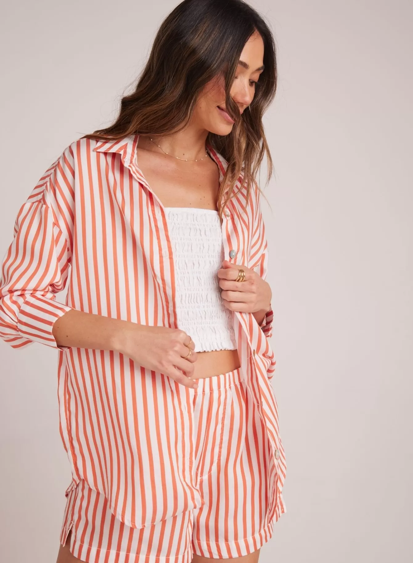 Bella Dahl Long Sleeve-Boyfriend Button Down - Sunset Blaze Stripe