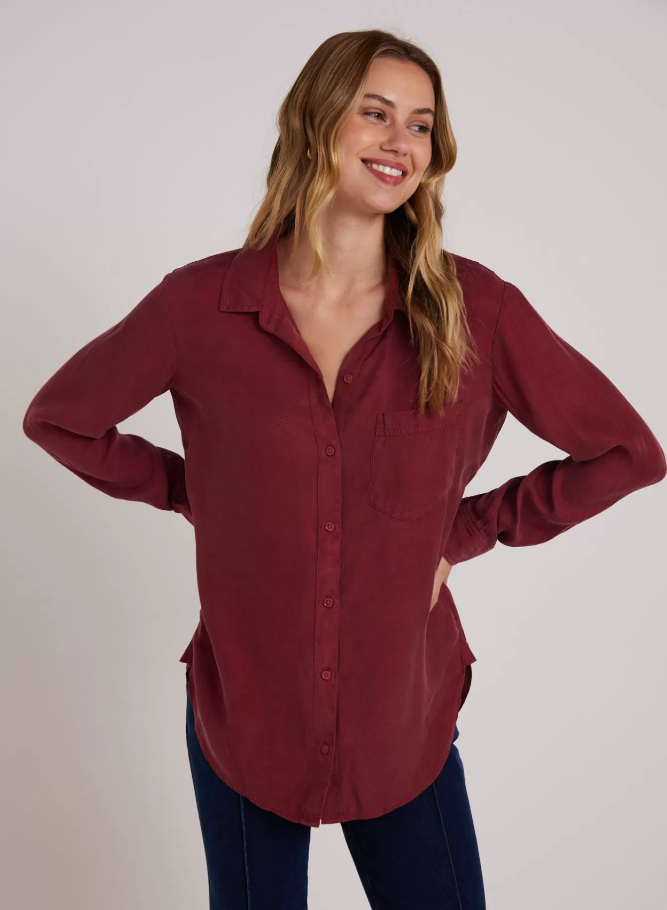 Bella Dahl Long Sleeve-Boyfriend Shirt - Sweet Merlot