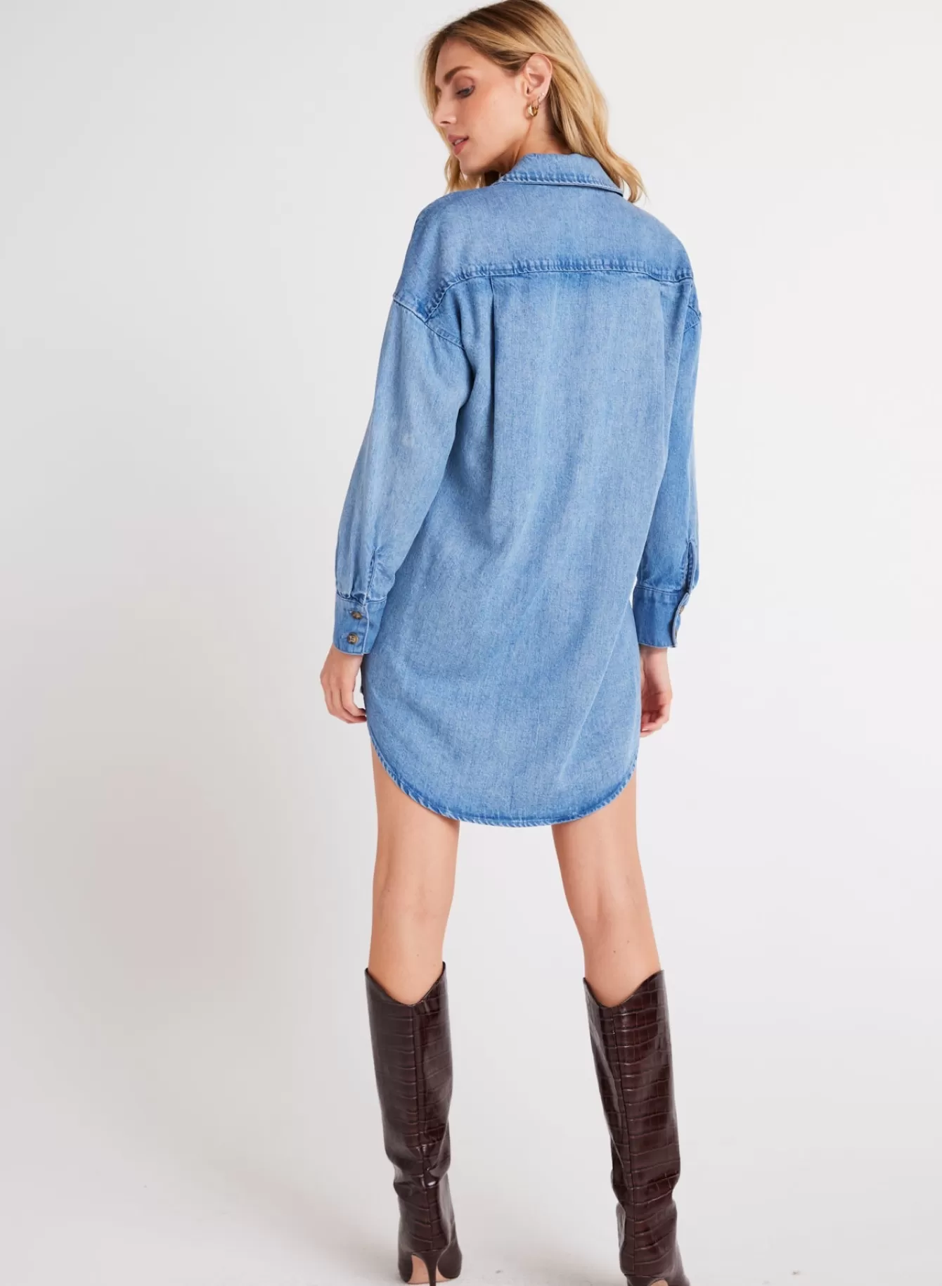 Bella Dahl Short Dresses-Button Front Shirt Dress- Vintage Horizon Wash
