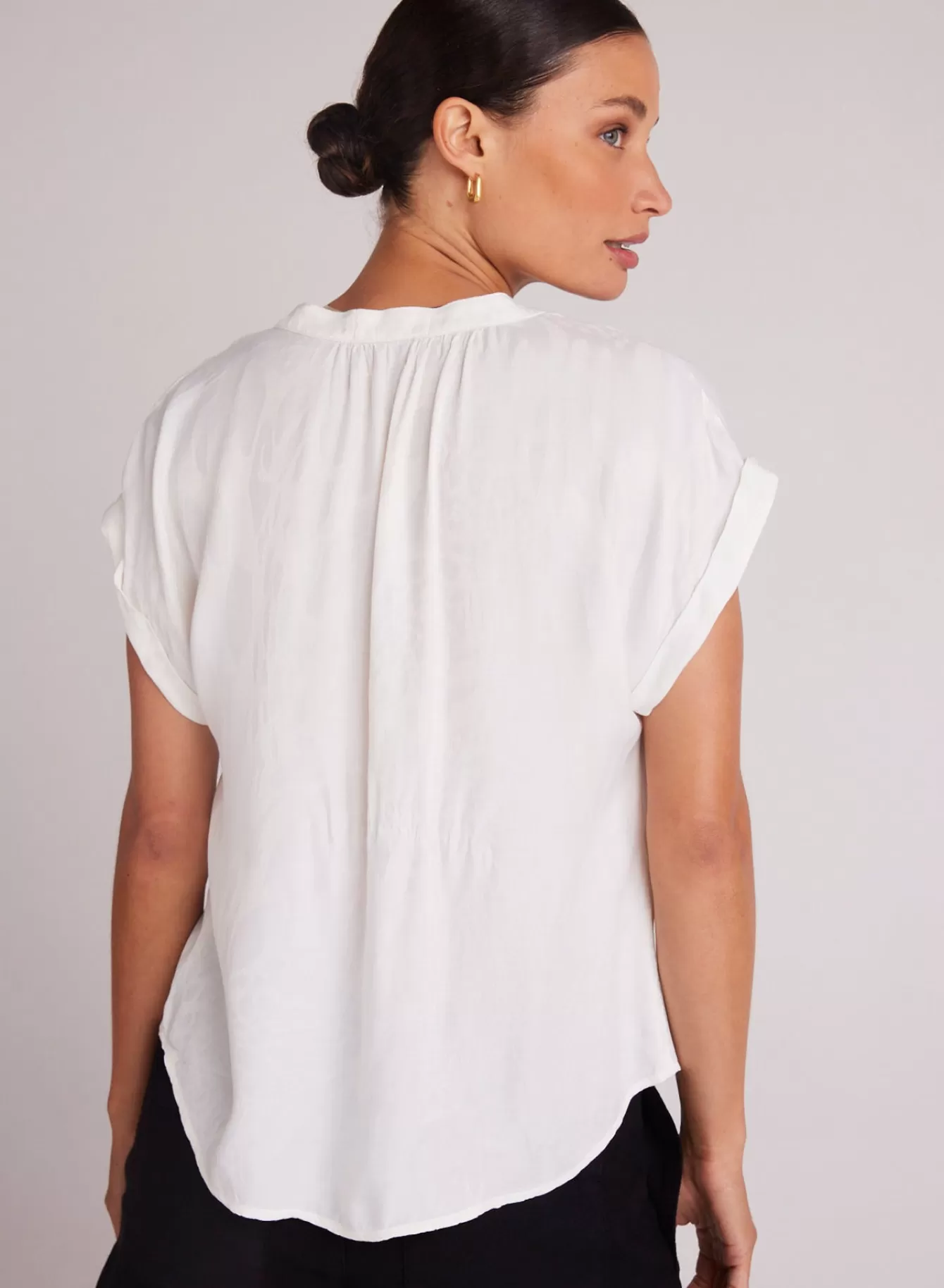 Bella Dahl Short Sleeve-Cap Sleeve Henley - Off White