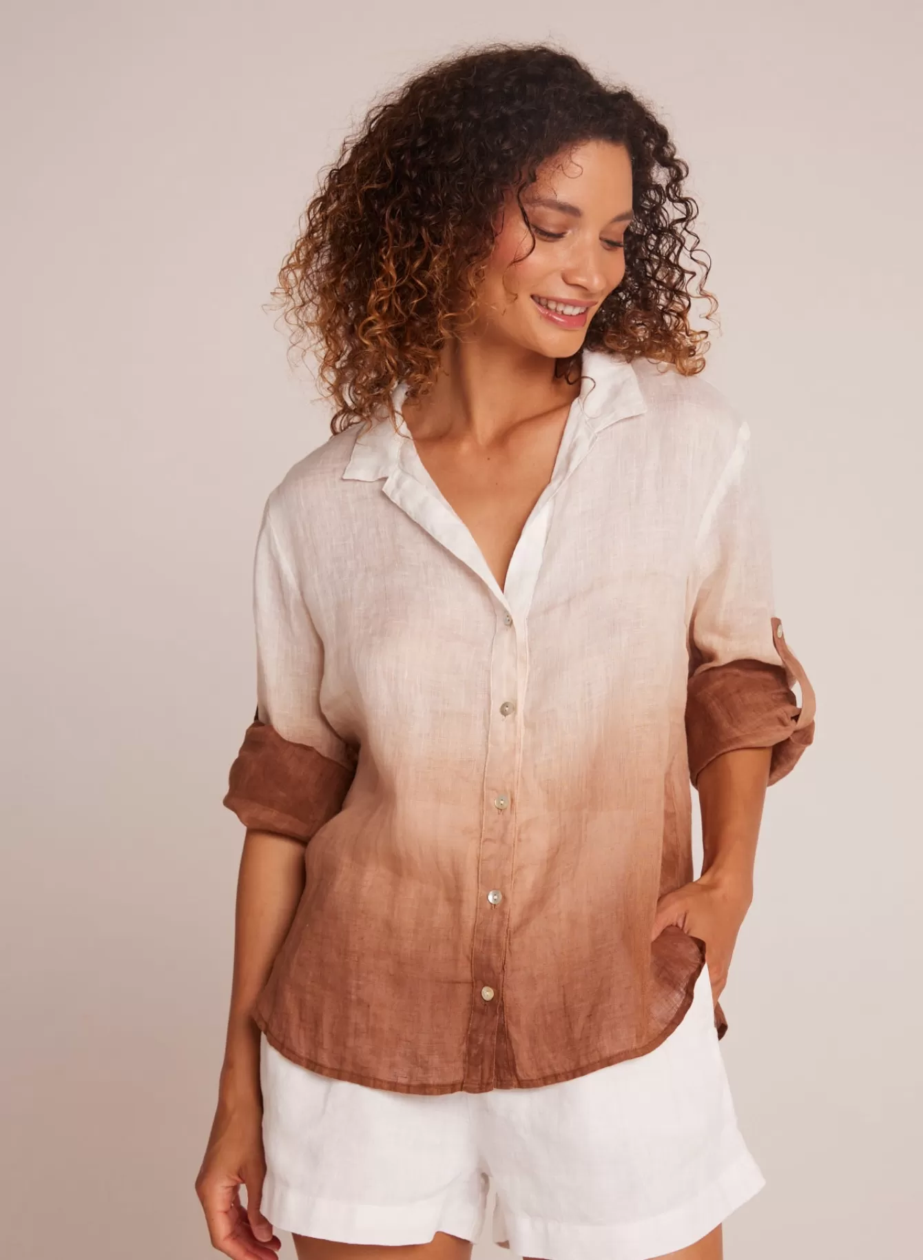 Bella Dahl Button Down-Capri Button Down - Coconut Ombre Dye