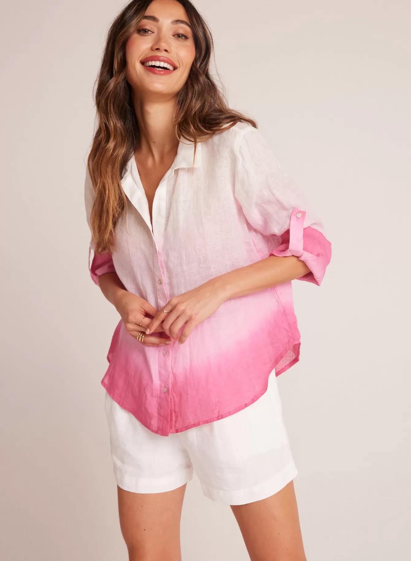 Bella Dahl Long Sleeve-Capri Button Down - Pink Ombre Dye