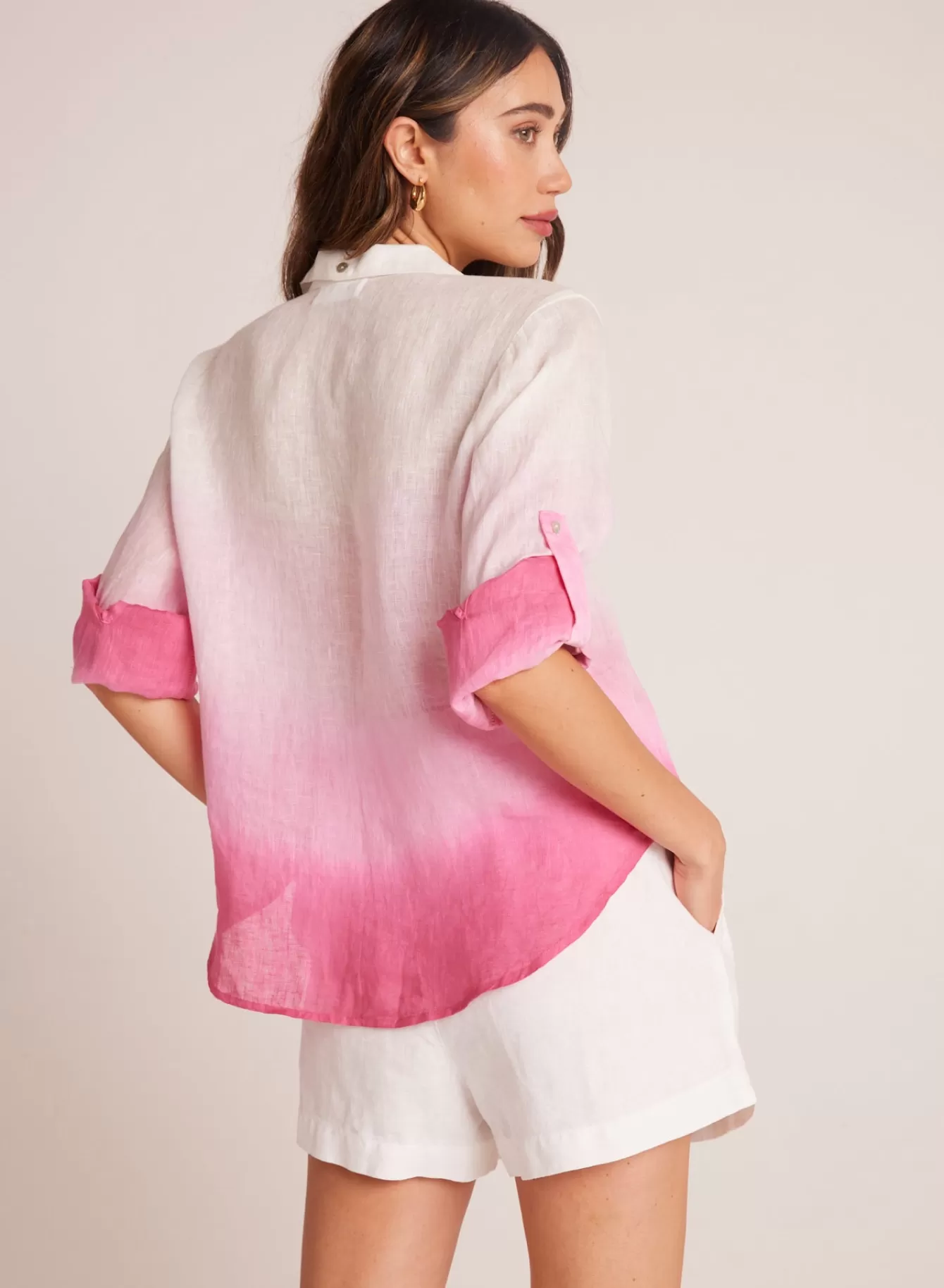 Bella Dahl Long Sleeve-Capri Button Down - Pink Ombre Dye