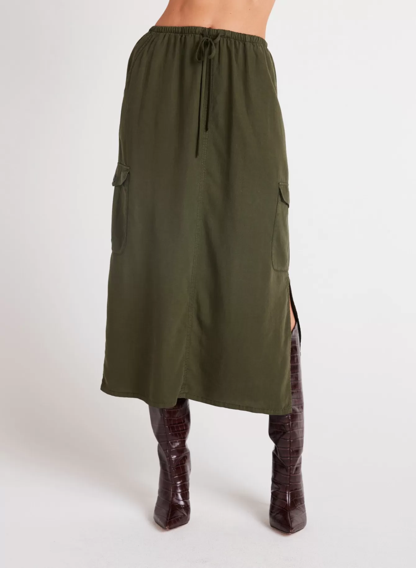 Bella Dahl Essentials Bottoms-Cargo Midi Skirt - Italian Herb