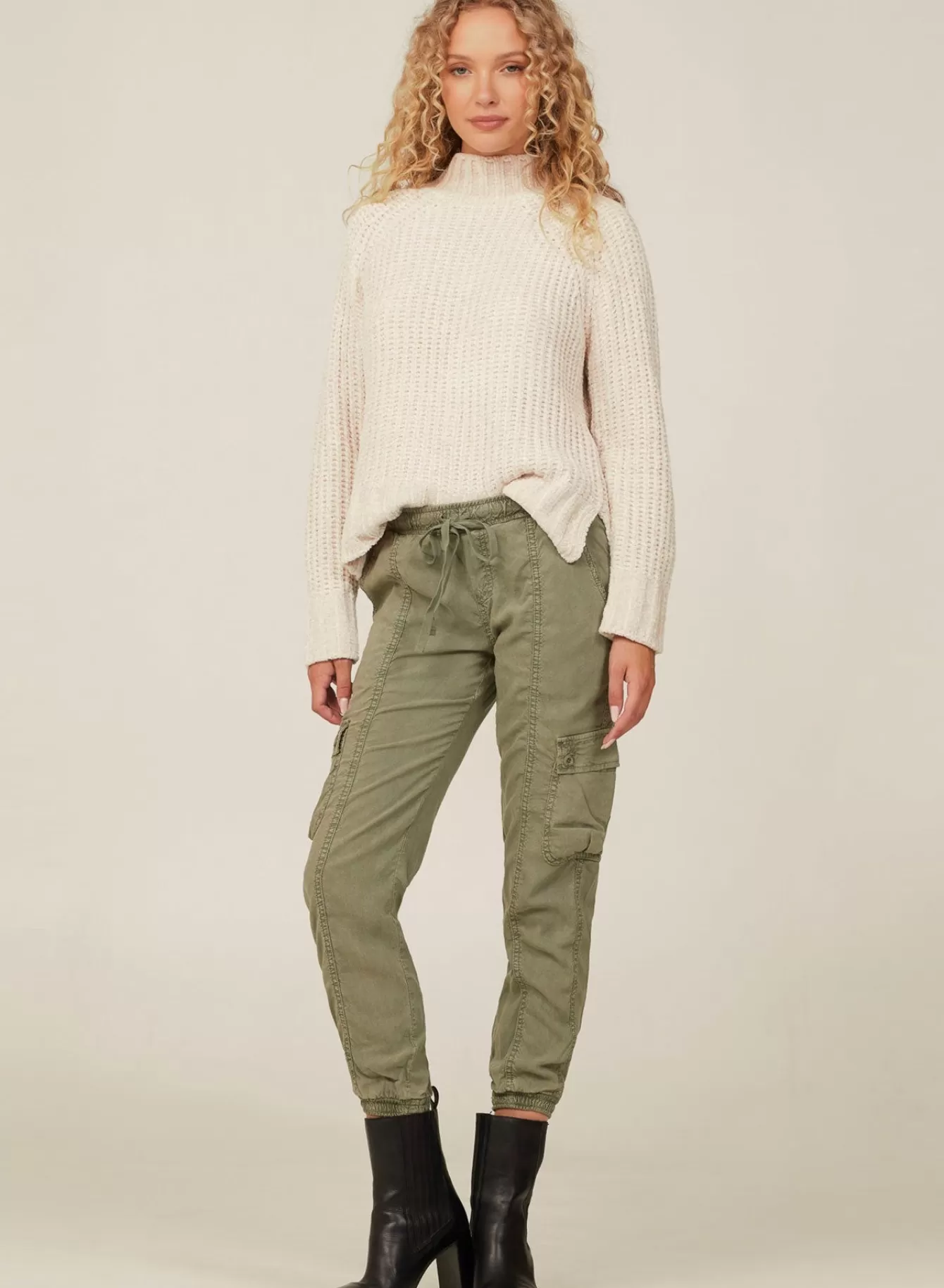 Bella Dahl Pants-Cargo Track Pants - Soft Army