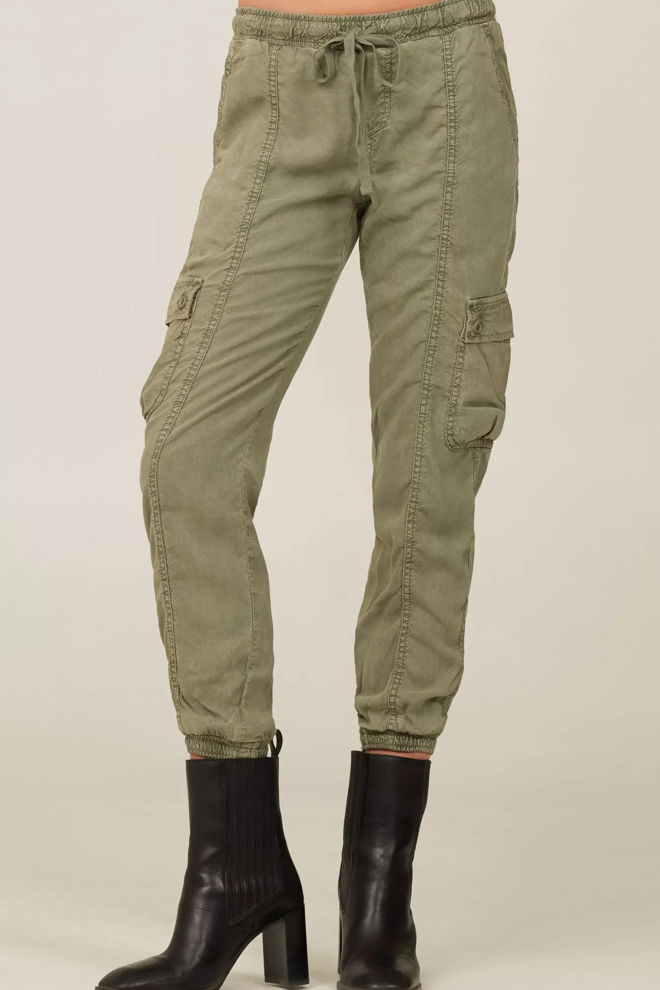 Bella Dahl Pants-Cargo Track Pants - Soft Army