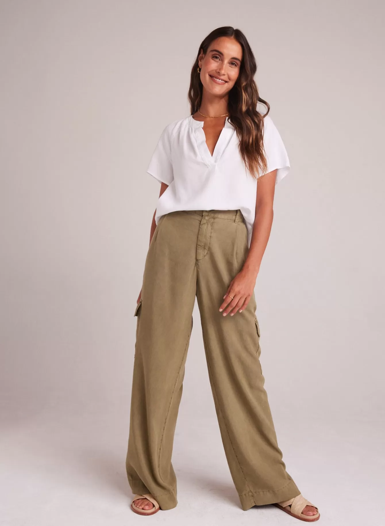 Bella Dahl Pants-Cargo Wide Leg - French Olive