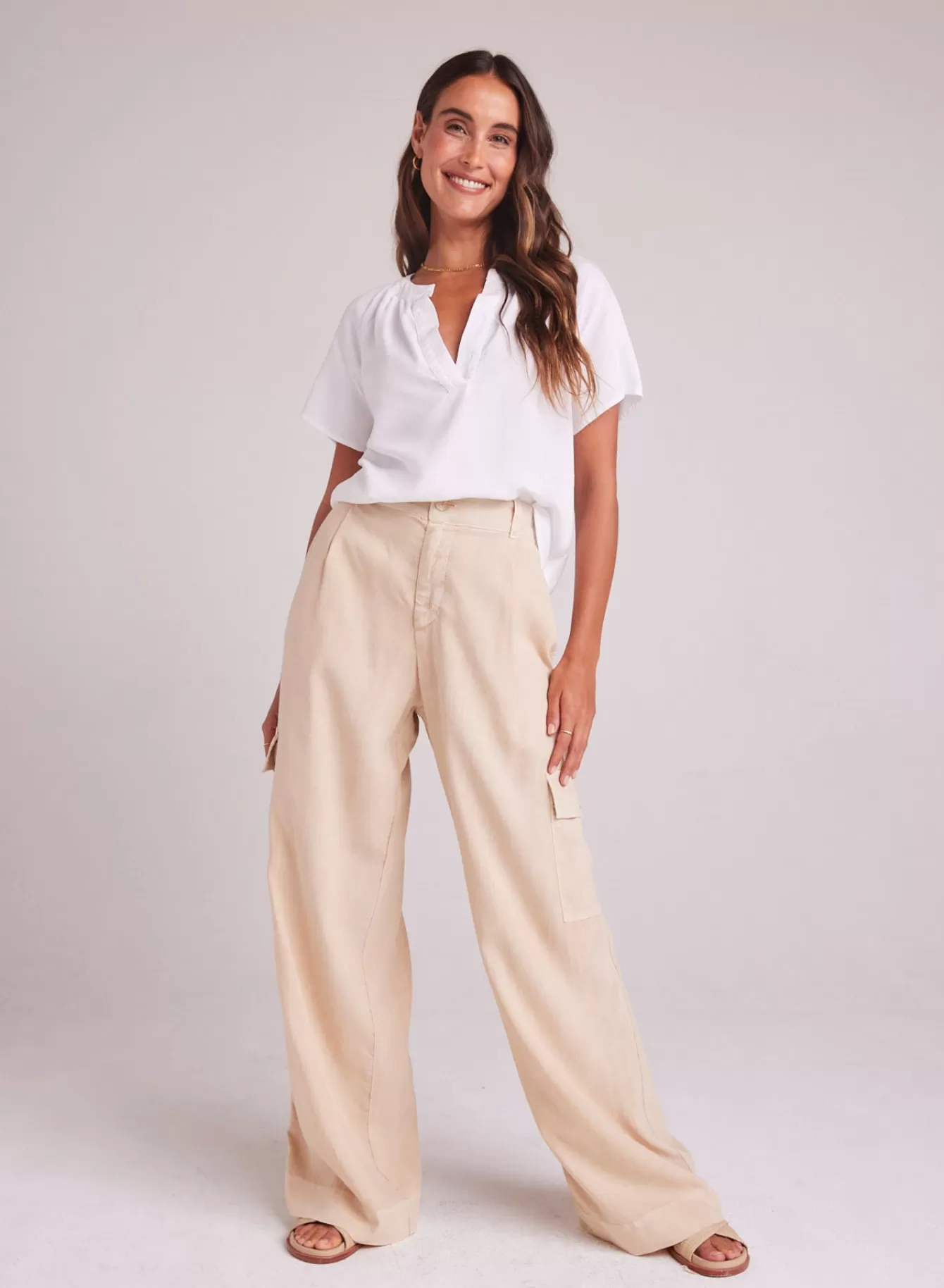 Bella Dahl Pants-Cargo Wide Leg - Summer Khaki