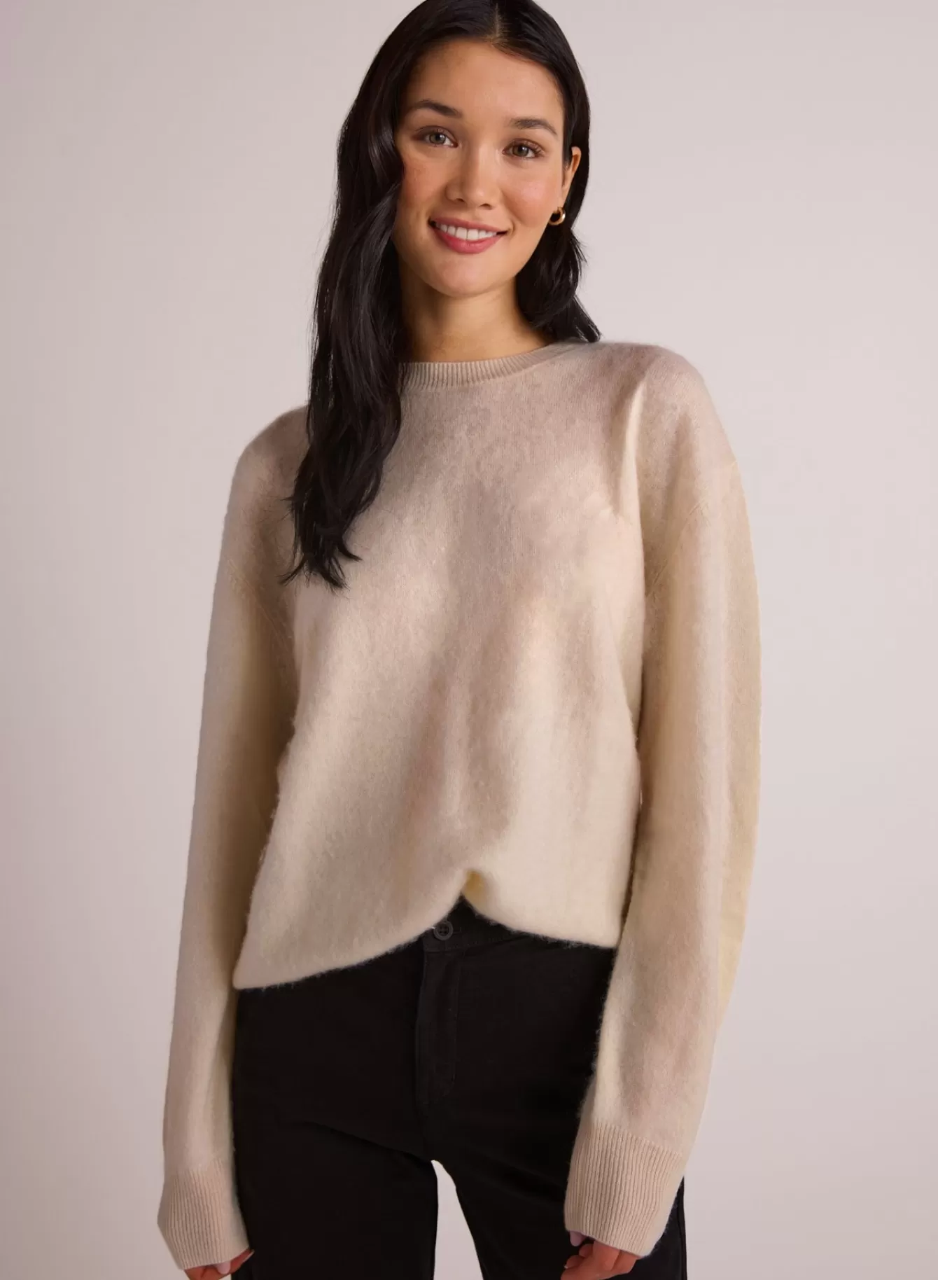 Bella Dahl Sweaters-Cashmere  Fuzzy Crew Neck - Rich Ivory