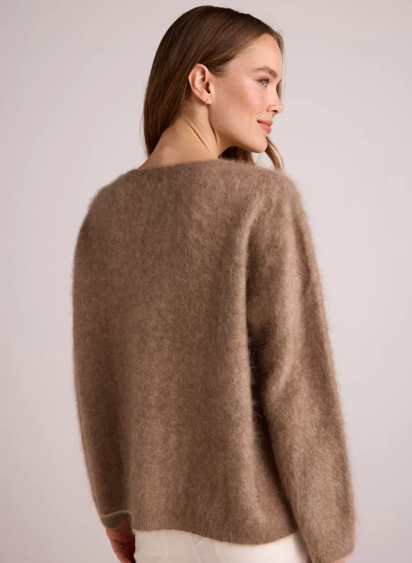 Bella Dahl Sweaters-Cashmere Fuzzy Crew Neck - Soft Fawn