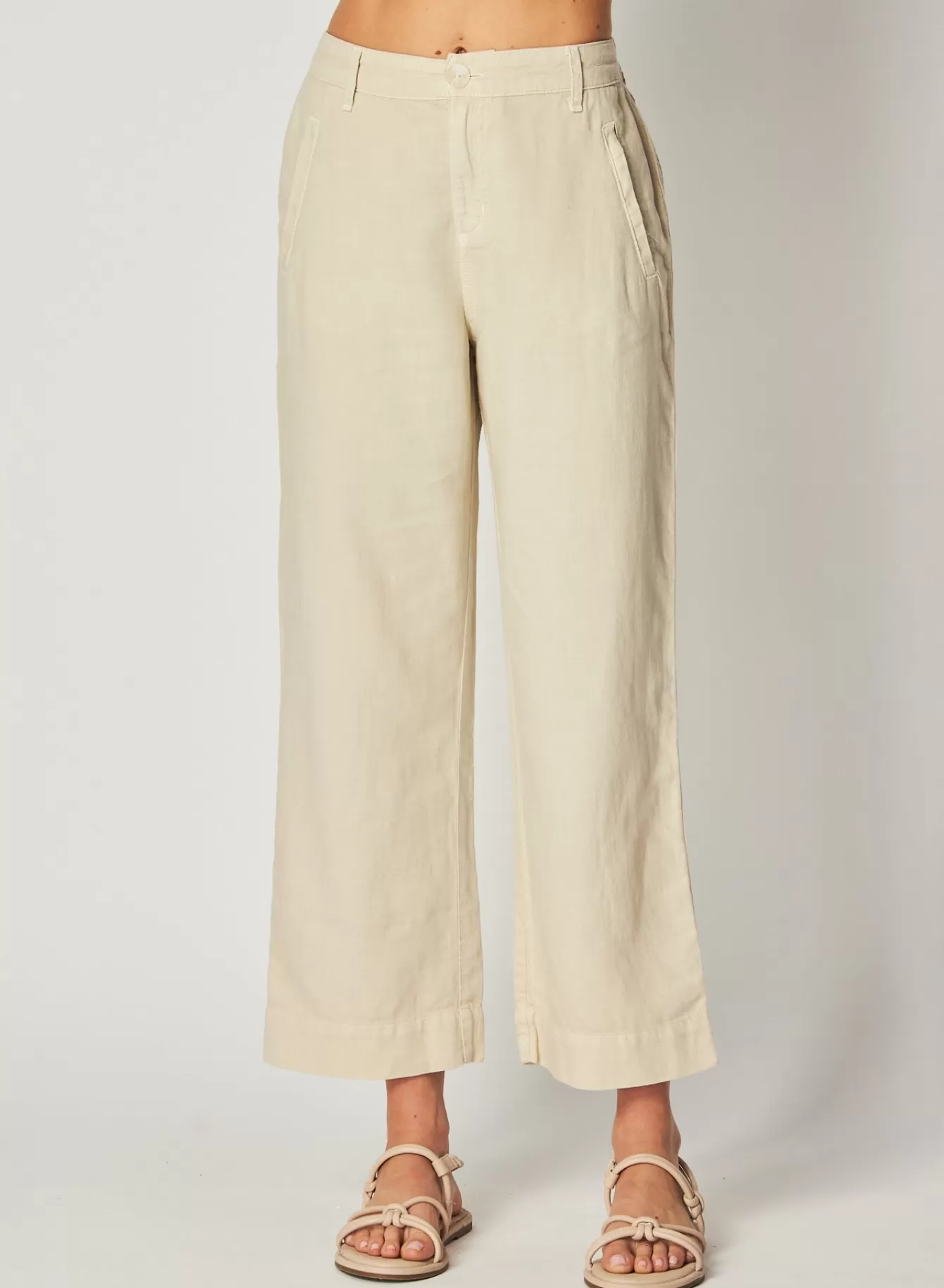 Bella Dahl Pants-Claire Welt Pocket Crop - Seashell Sand