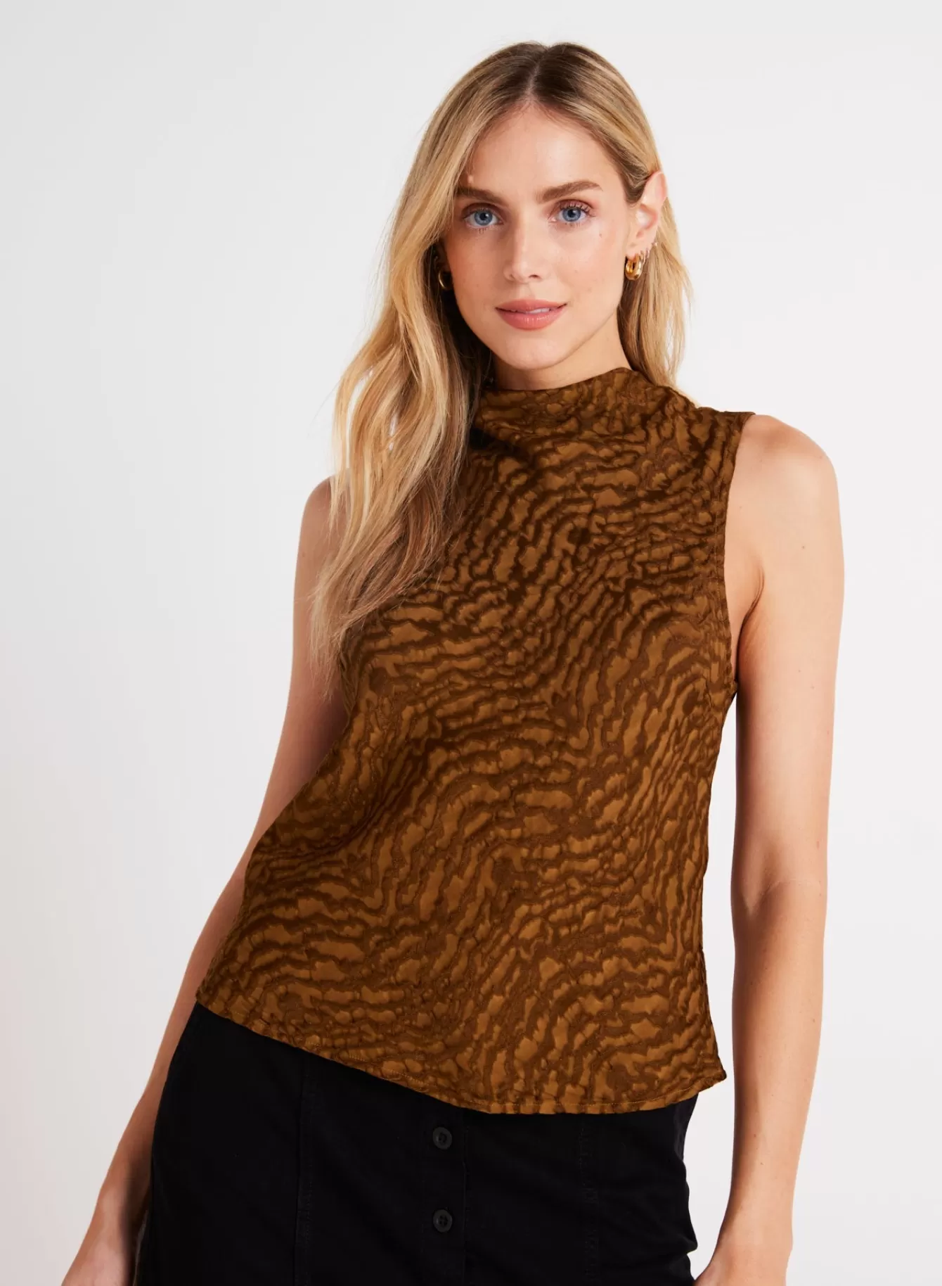 Bella Dahl Sleeveless-Cowl Neck Bias Top - Bronzed Olive