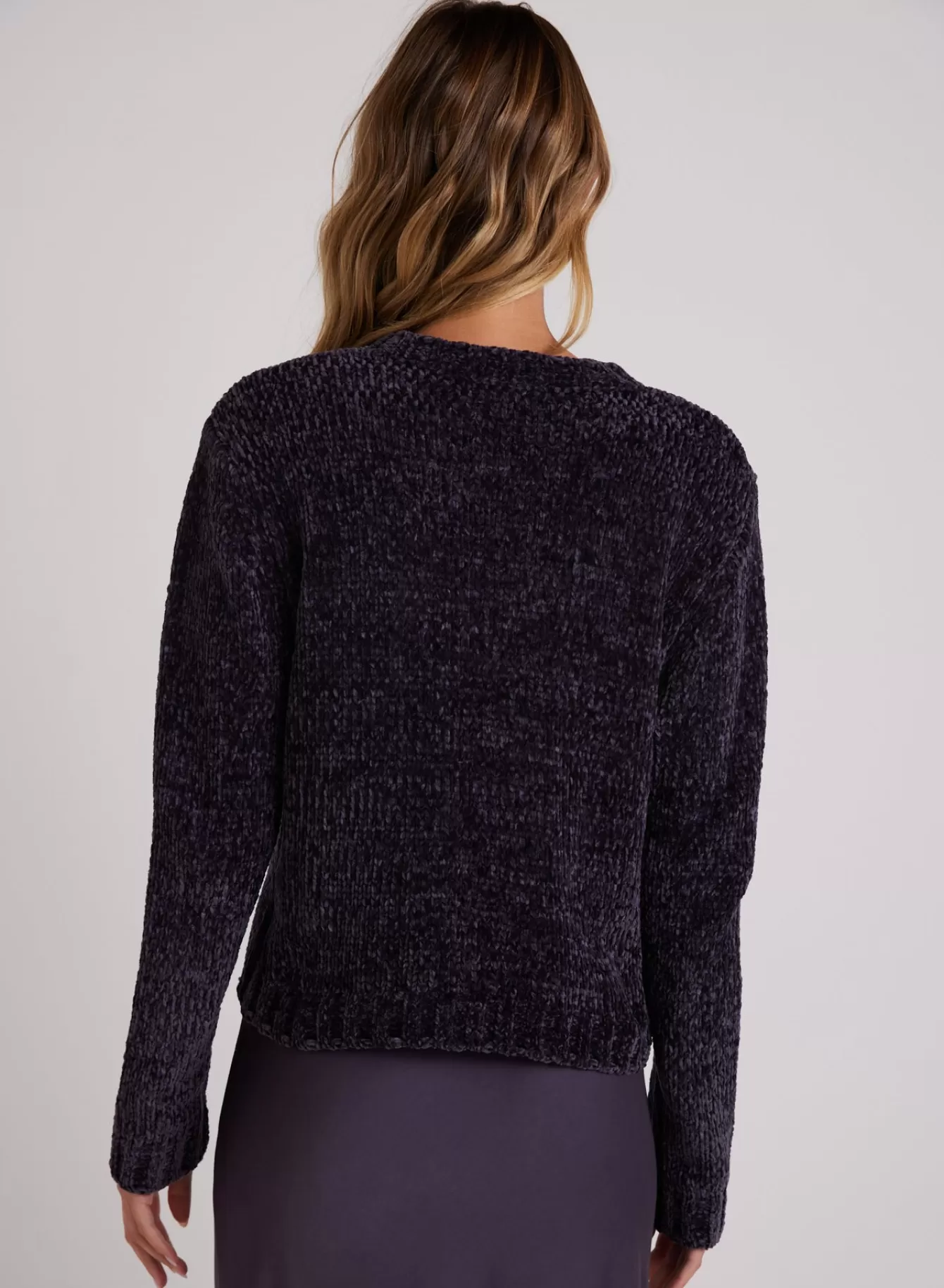 Bella Dahl Seasonal Essentials-Crew Neck Chenille Sweater - Galaxy Smoke