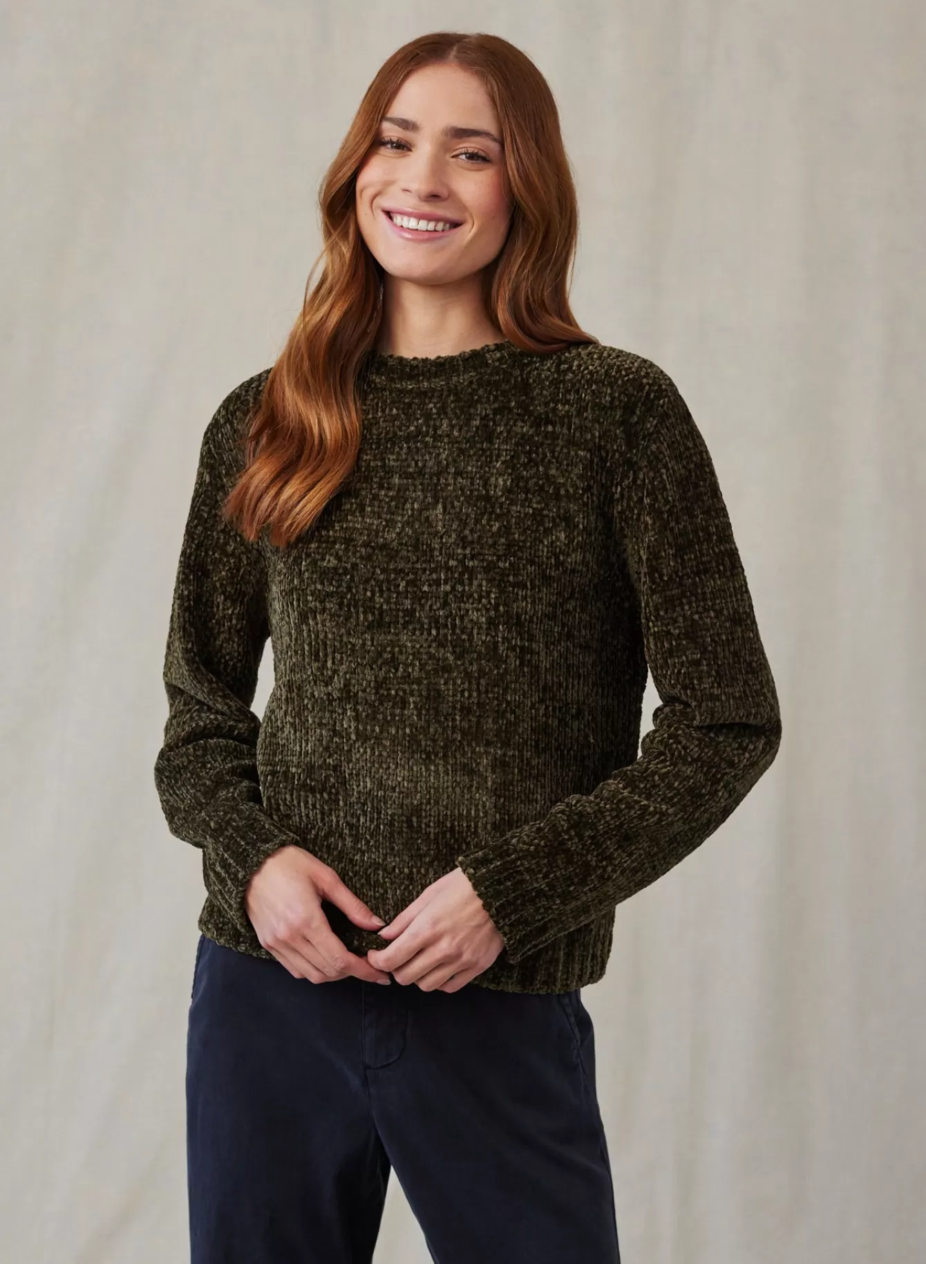 Bella Dahl Seasonal Essentials-Crew Neck Chenille Sweater- Italian Herb