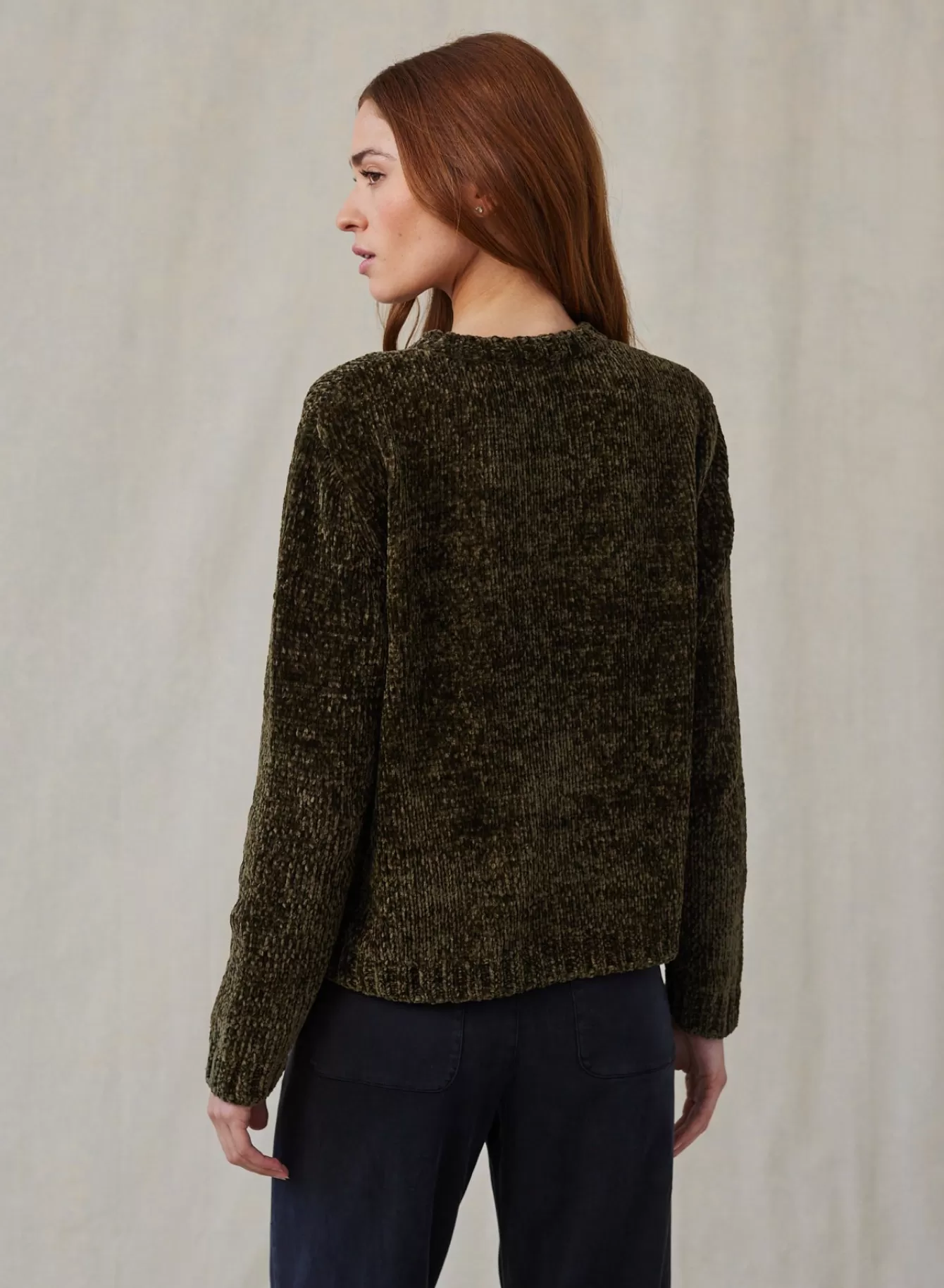 Bella Dahl Seasonal Essentials-Crew Neck Chenille Sweater- Italian Herb