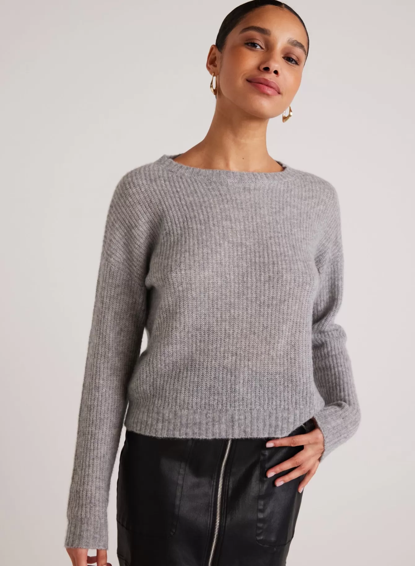 Bella Dahl Sweaters-Drop Shoulder Sweater - Heather Grey