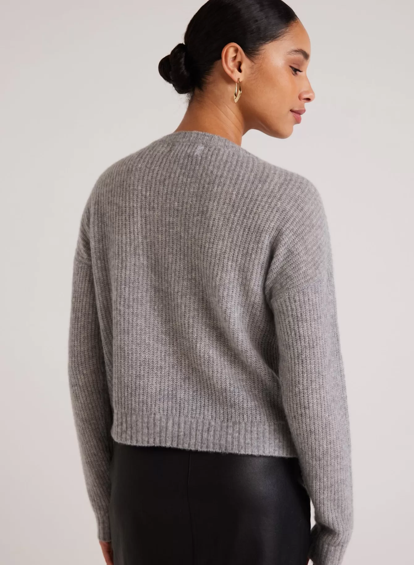 Bella Dahl Sweaters-Drop Shoulder Sweater - Heather Grey