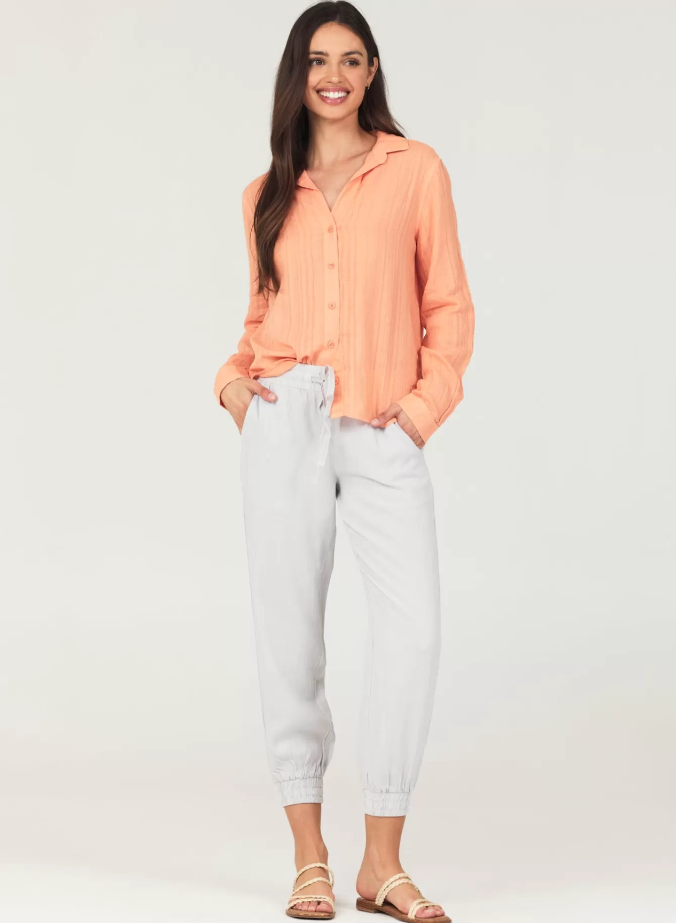 Bella Dahl Essentials Bottoms-Easy Drawstring Jogger - Foggy Sky