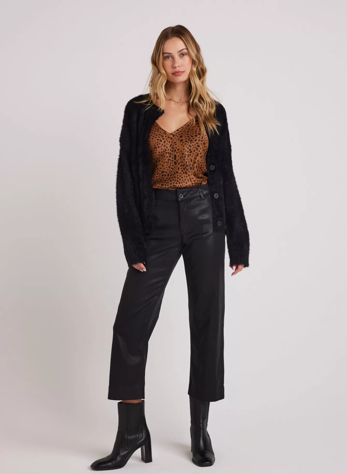 Bella Dahl Pants-Faux Leather Saige Wide Leg Crop -