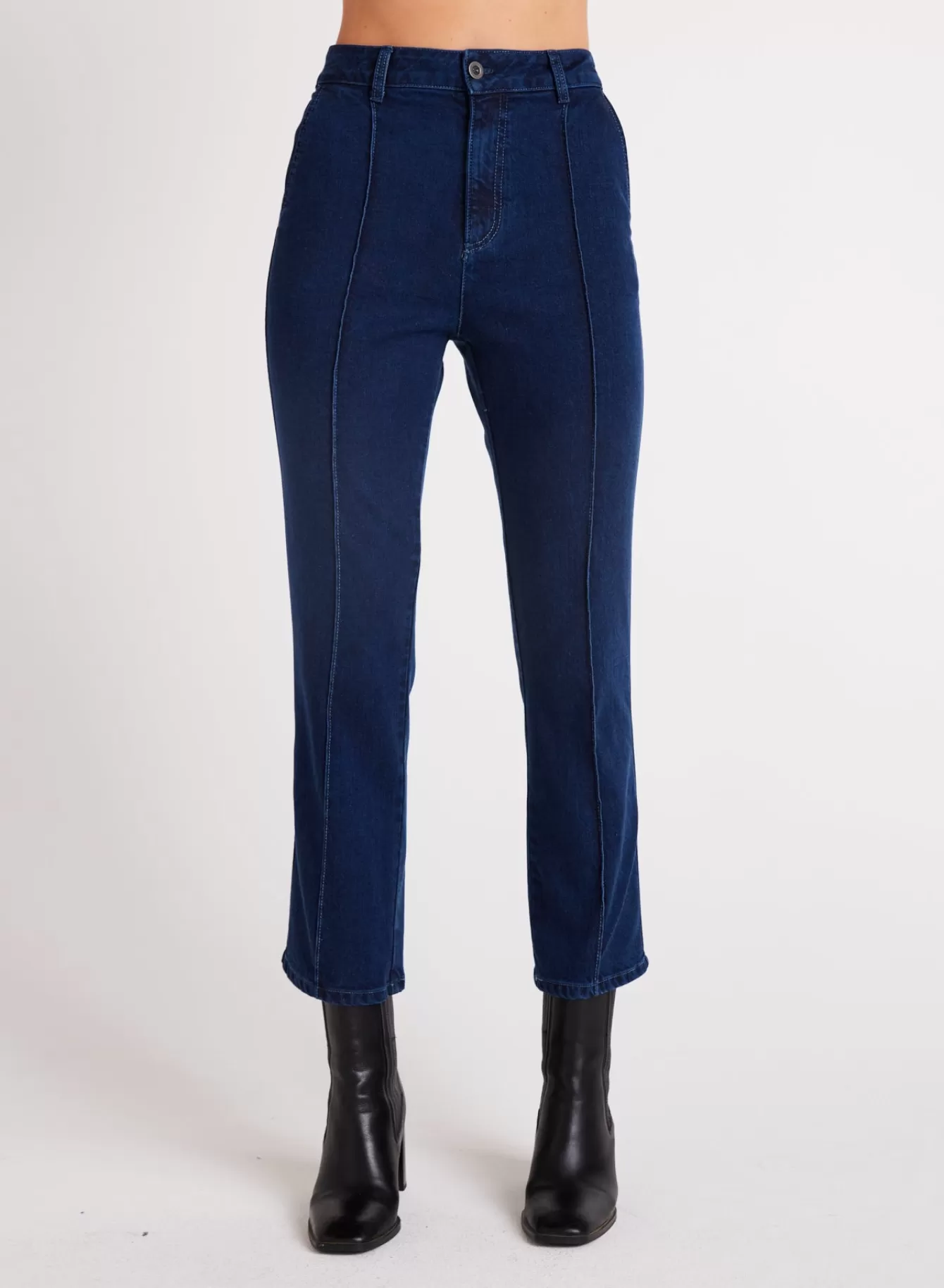 Bella Dahl Pants-Fiona Pintuck Straight Crop - Indigo Twilight Wash