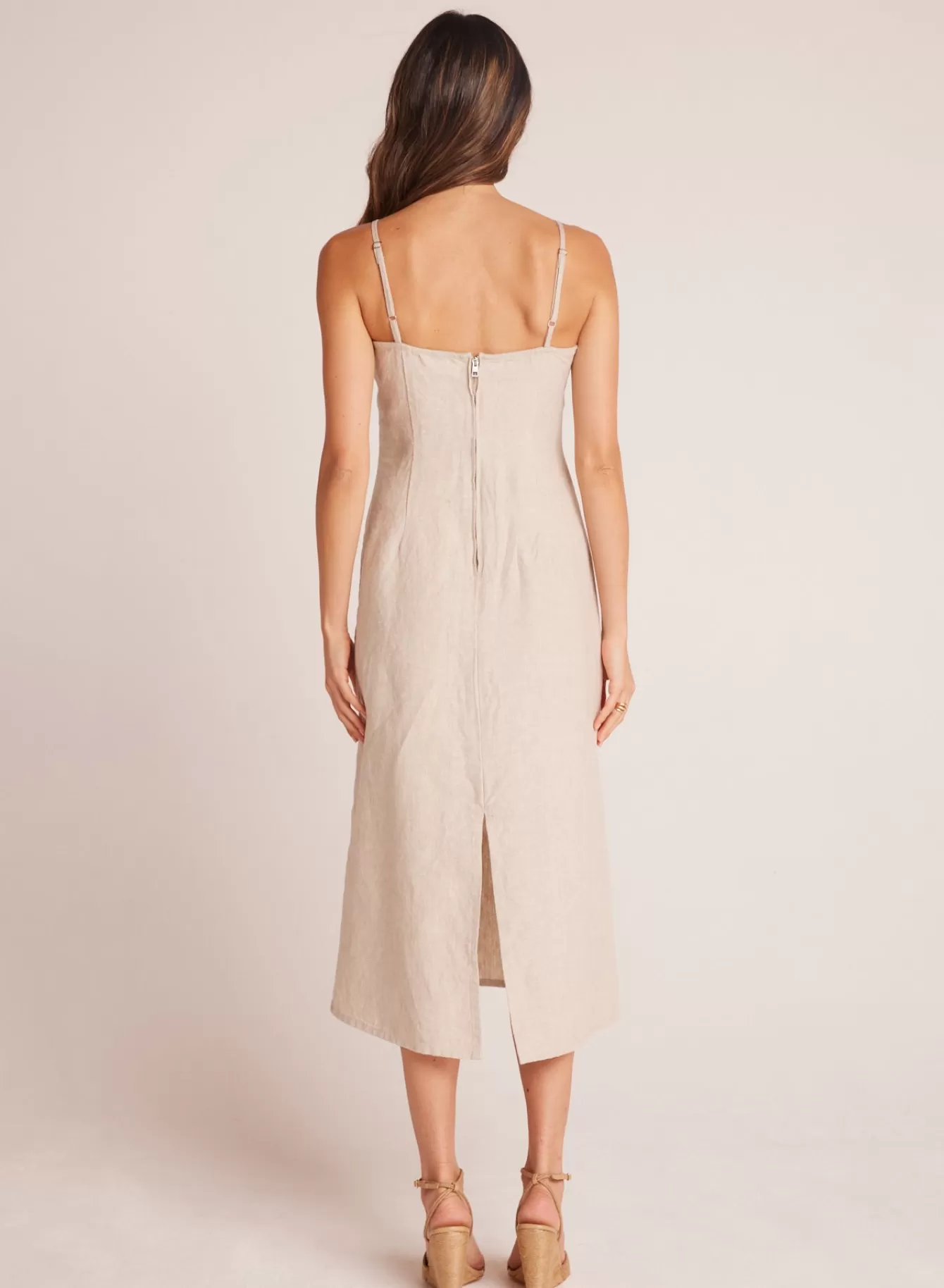 Bella Dahl Long Dresses-Fitted Cami Midi Dress - Linen Sand