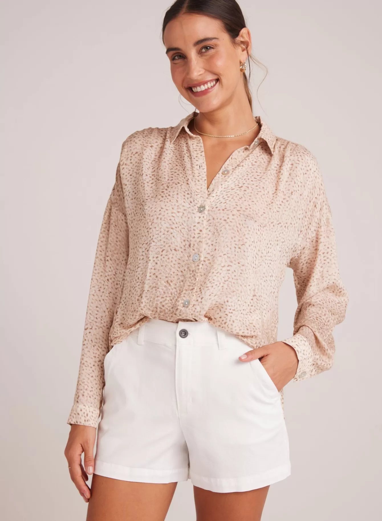 Bella Dahl Long Sleeve-Flowy Shirt - Salvador Sand Print