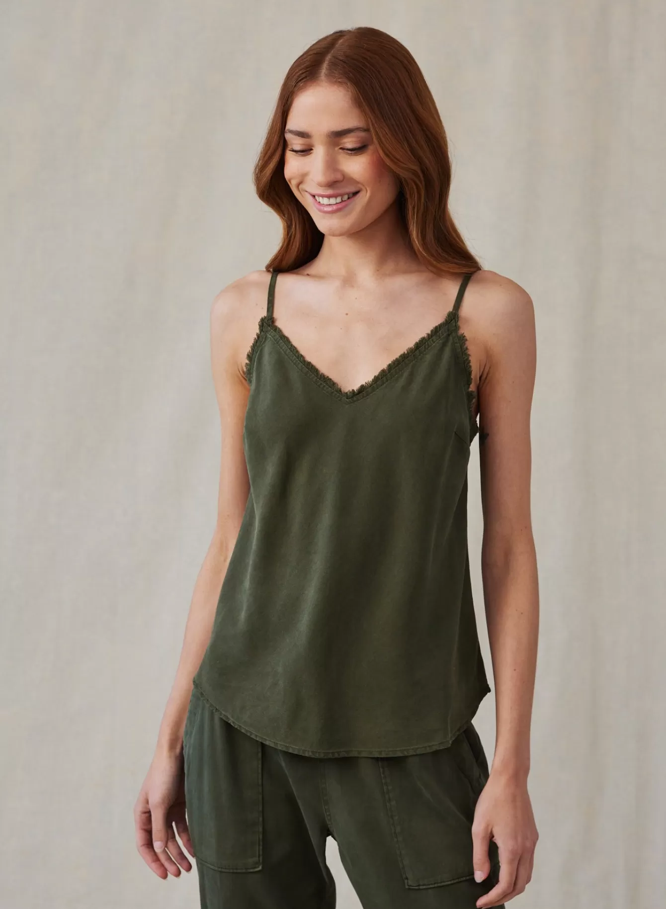 Bella Dahl Essentials Tops-Frayed Cami - Italian Herb