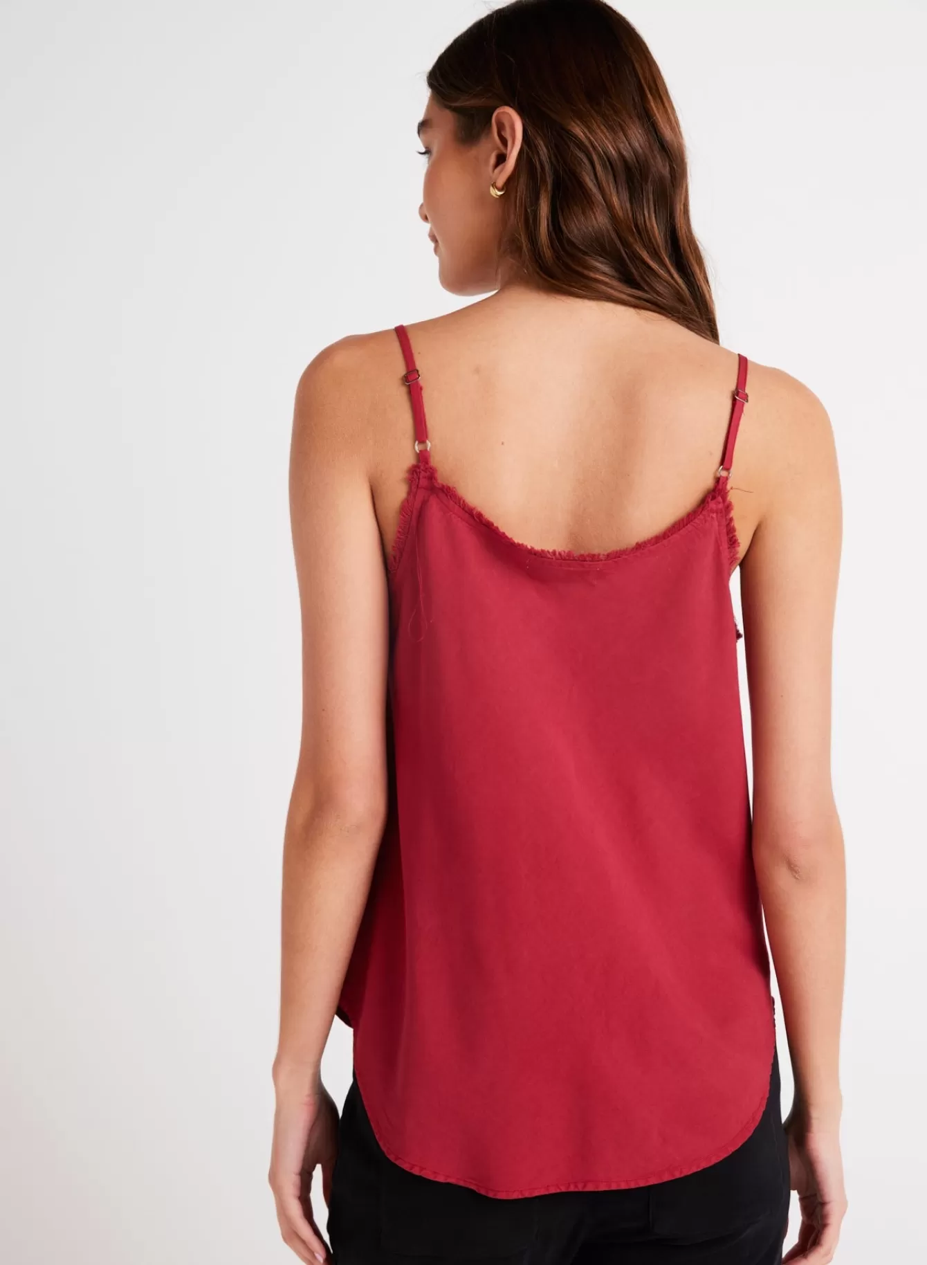 Bella Dahl Essentials Tops-Frayed Cami - Ruby Red