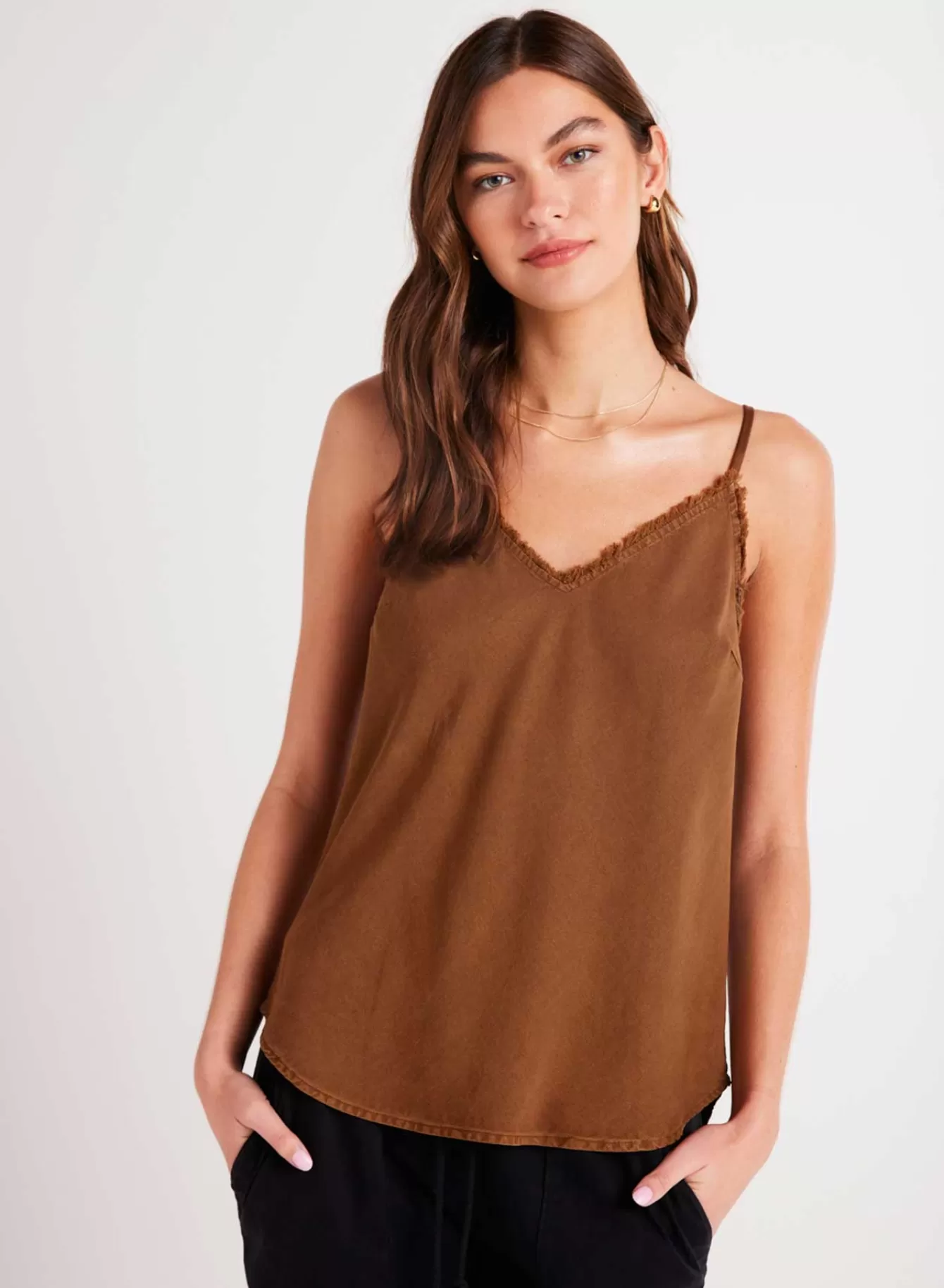 Bella Dahl Essentials Tops-Frayed Cami - Twilight Gold