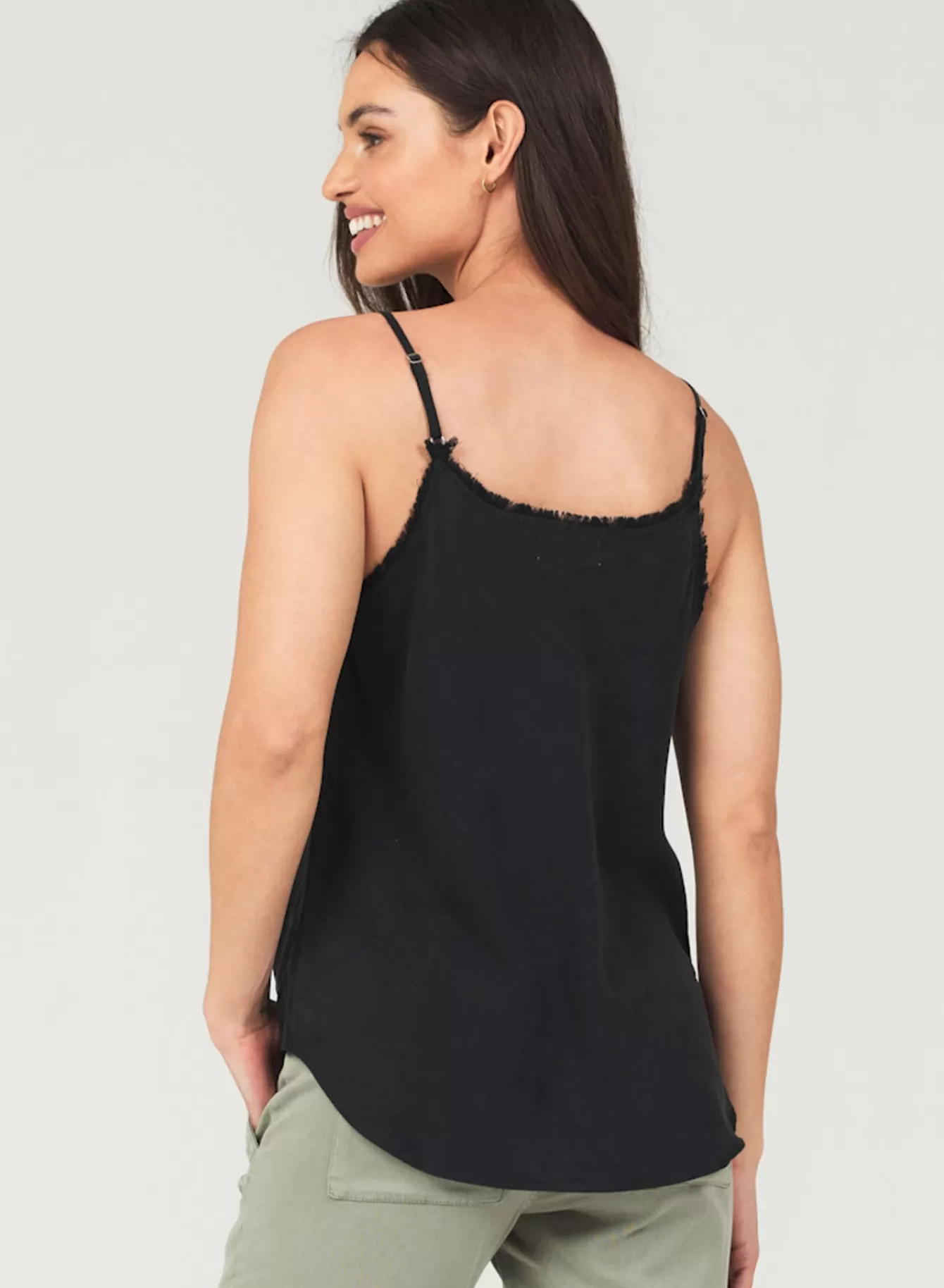 Bella Dahl Sleeveless-Frayed Tencel Cami - Vintage Black