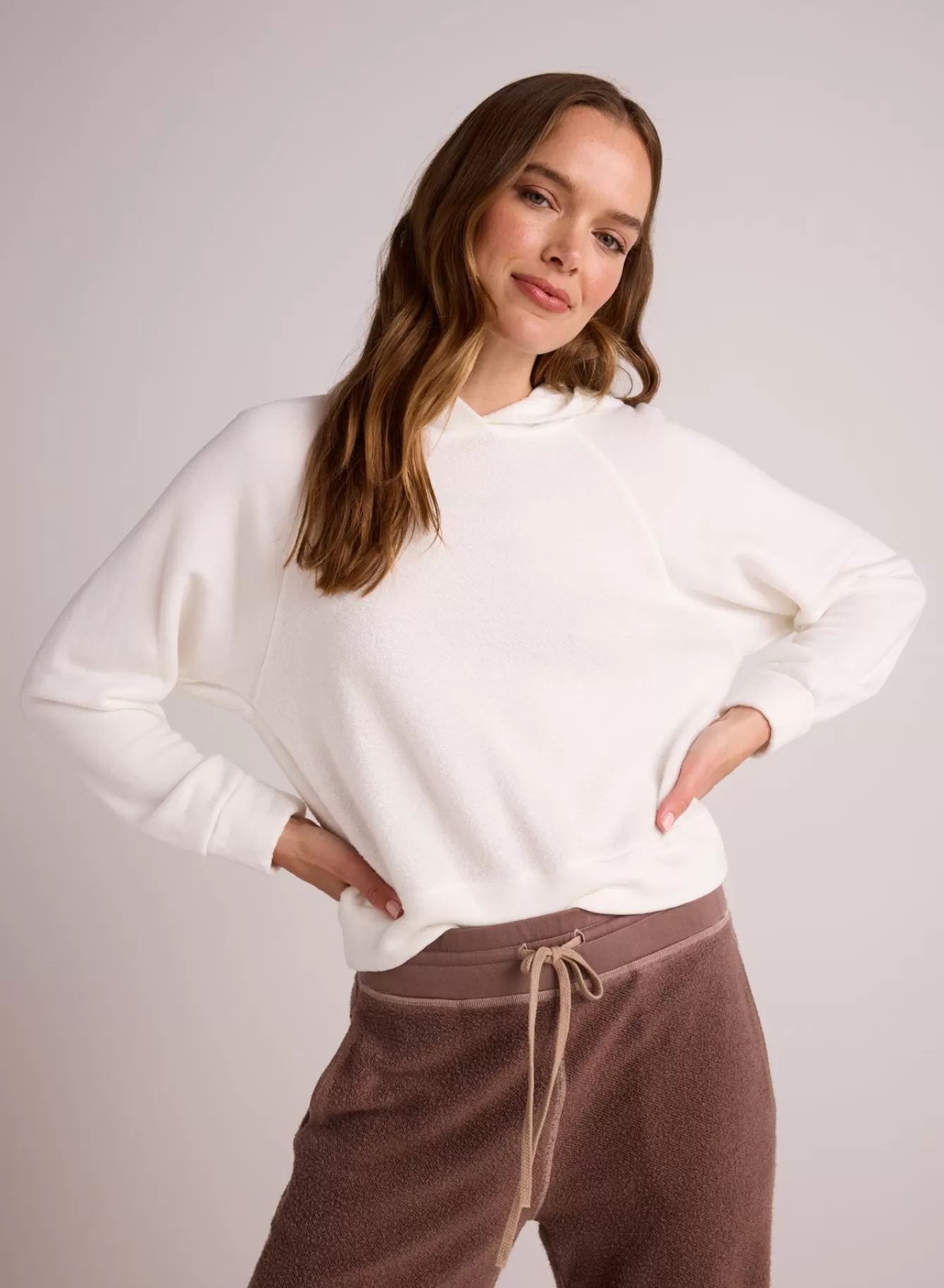 Bella Dahl Sweaters-French Terry Raglan Hoodie Sweatshirt - Winter White