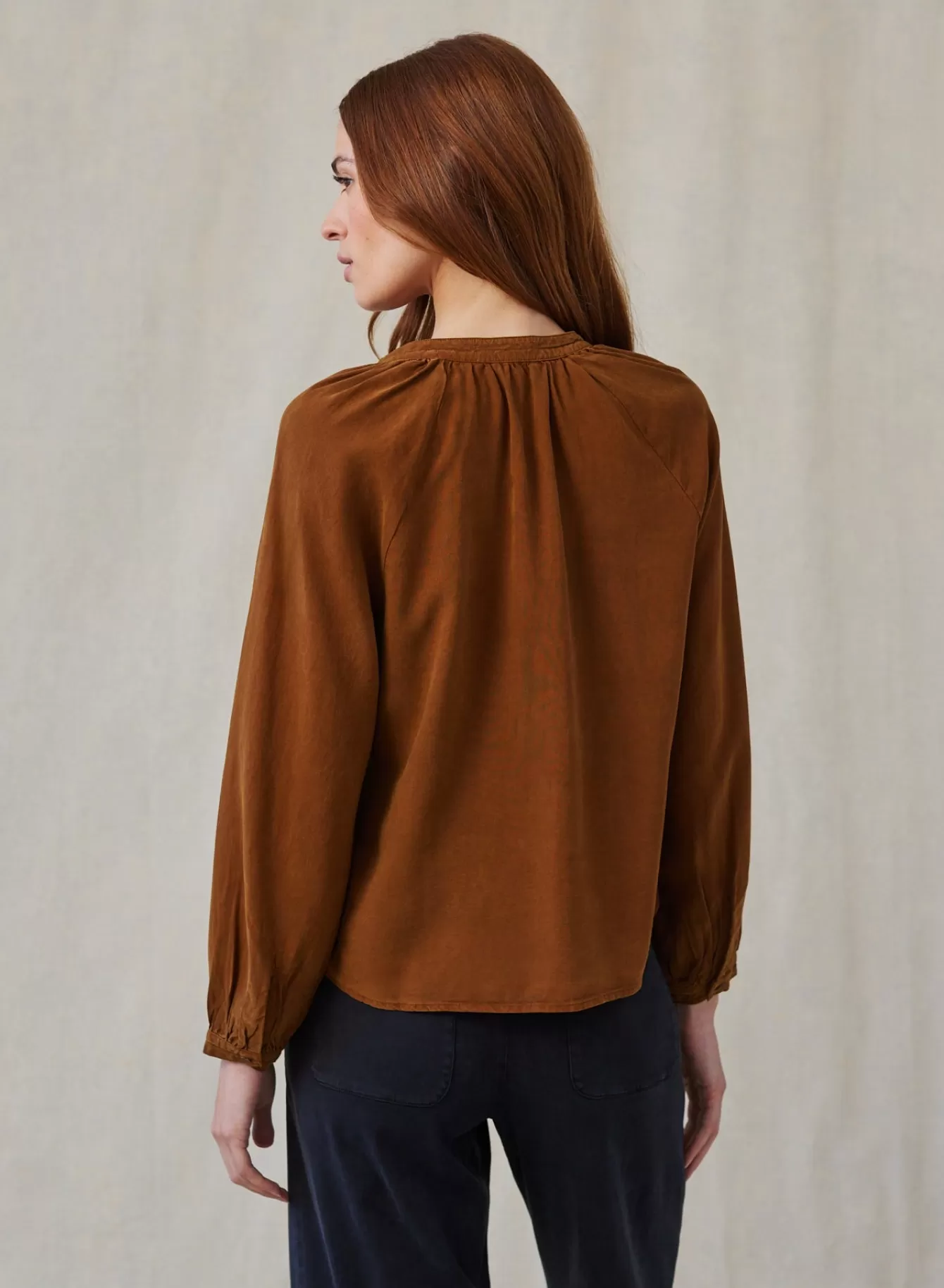 Bella Dahl Essentials Tops-Full Sleeve Raglan Button Down - Twilight Gold