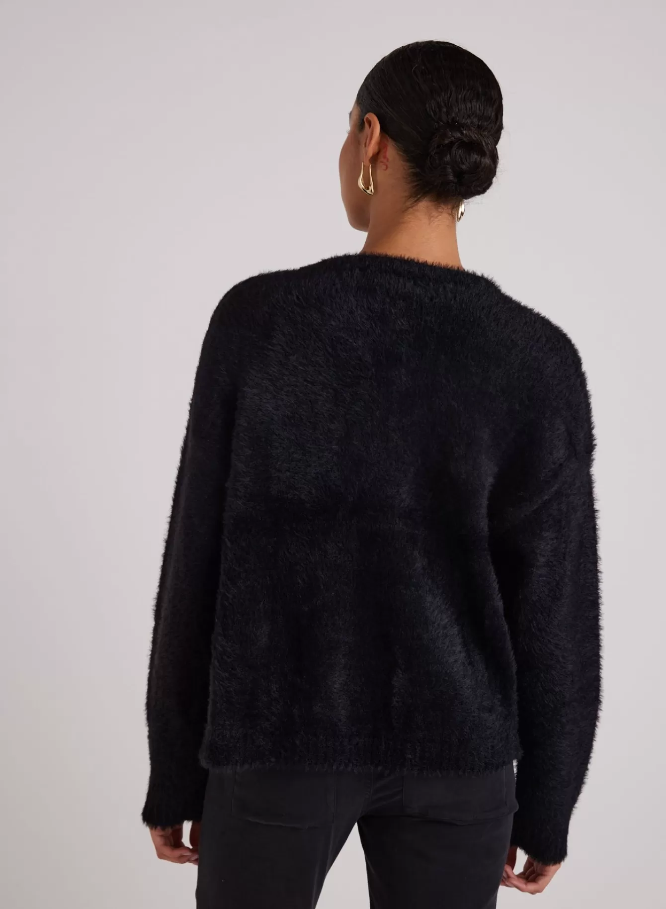 Bella Dahl Seasonal Essentials-Fuzzy Crew Neck Cardigan -