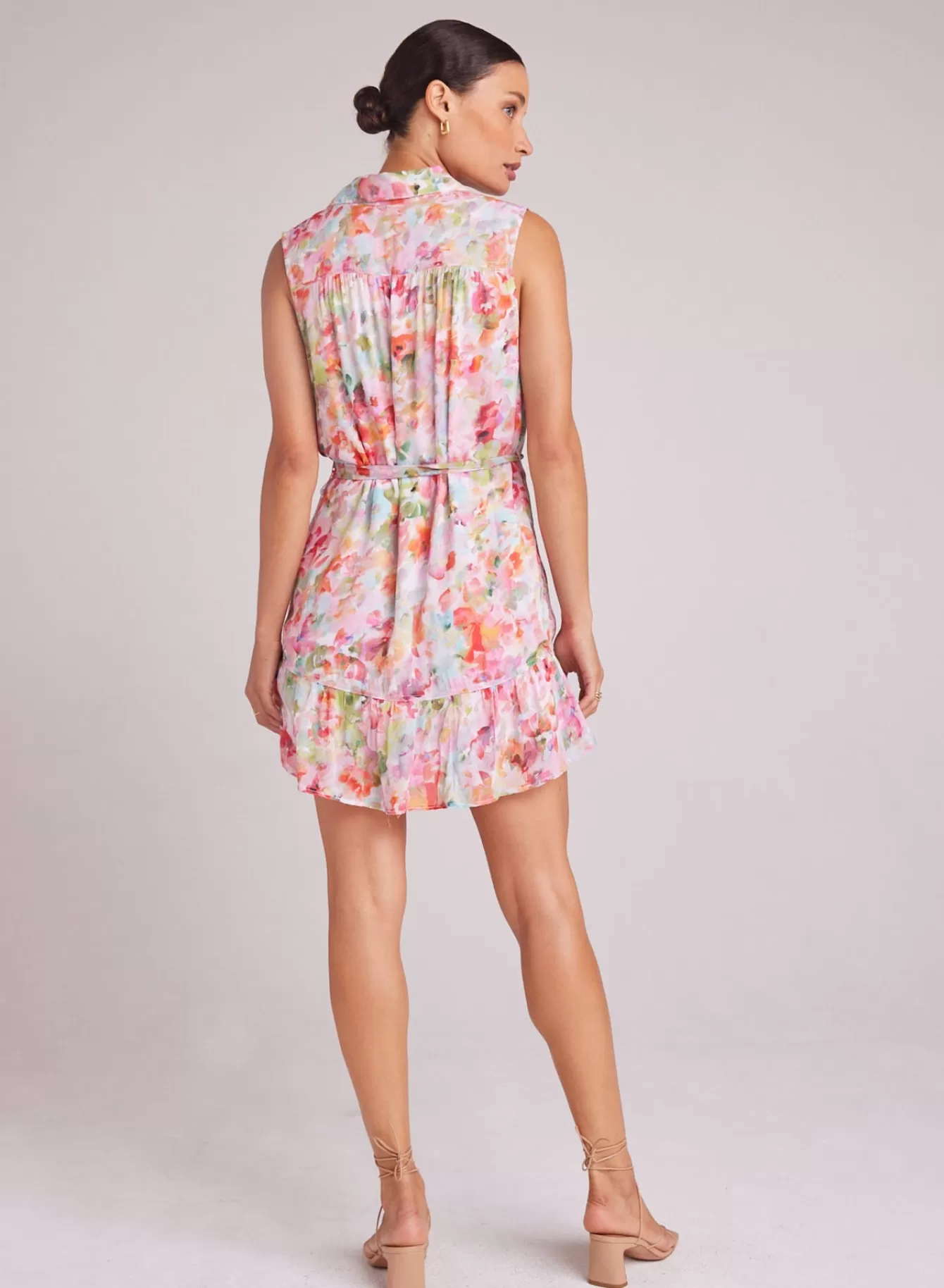 Bella Dahl Short Dresses-Gathered Ruffle Shirt Dress - Ipanema Floral Print