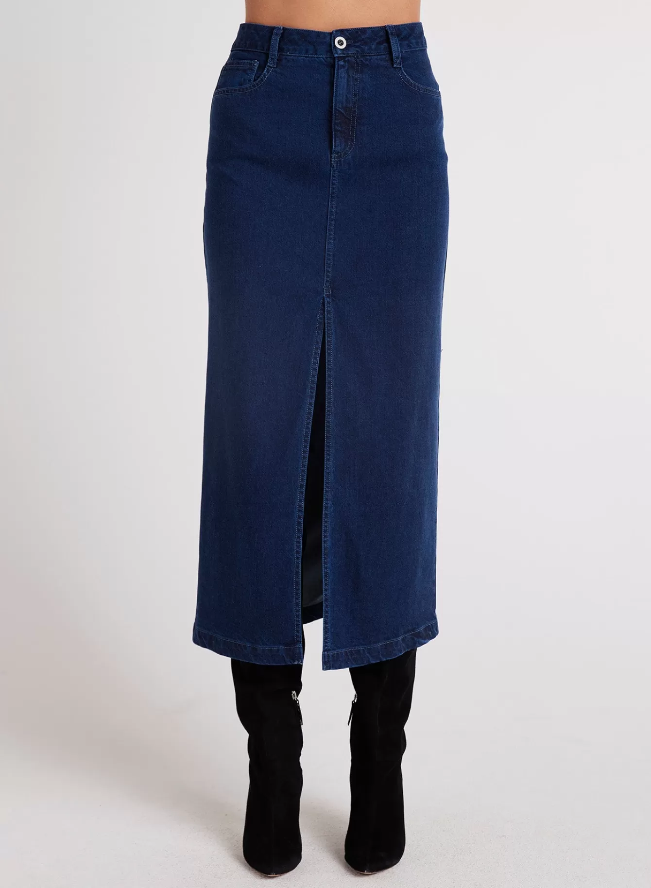 Bella Dahl Skirts-Gia Front Slit Maxi Skirt - Indigo Twilight Wash