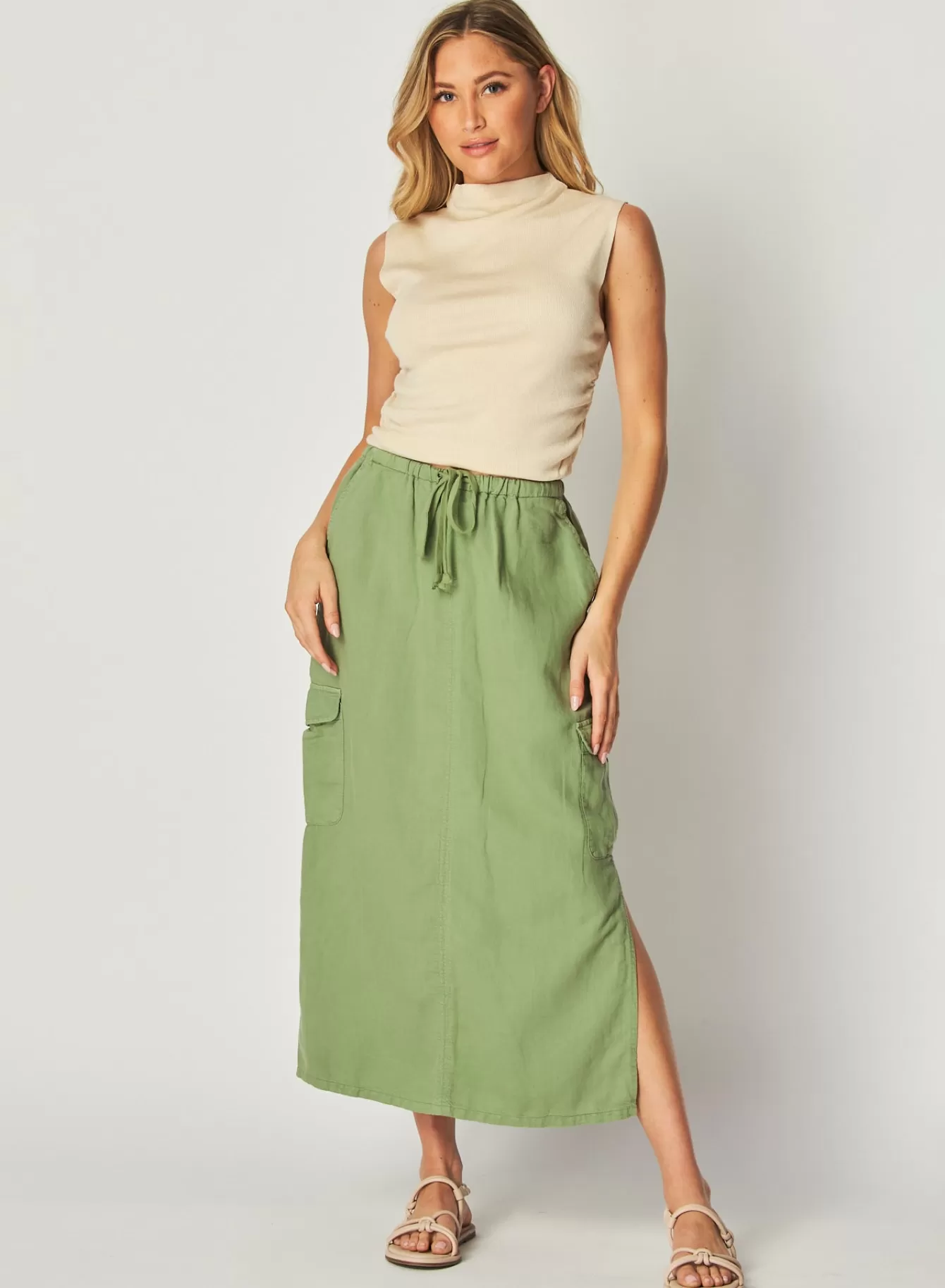 Bella Dahl Skirts-Goldie Bellow Pocket Cargo Skirt - Lush Foliage