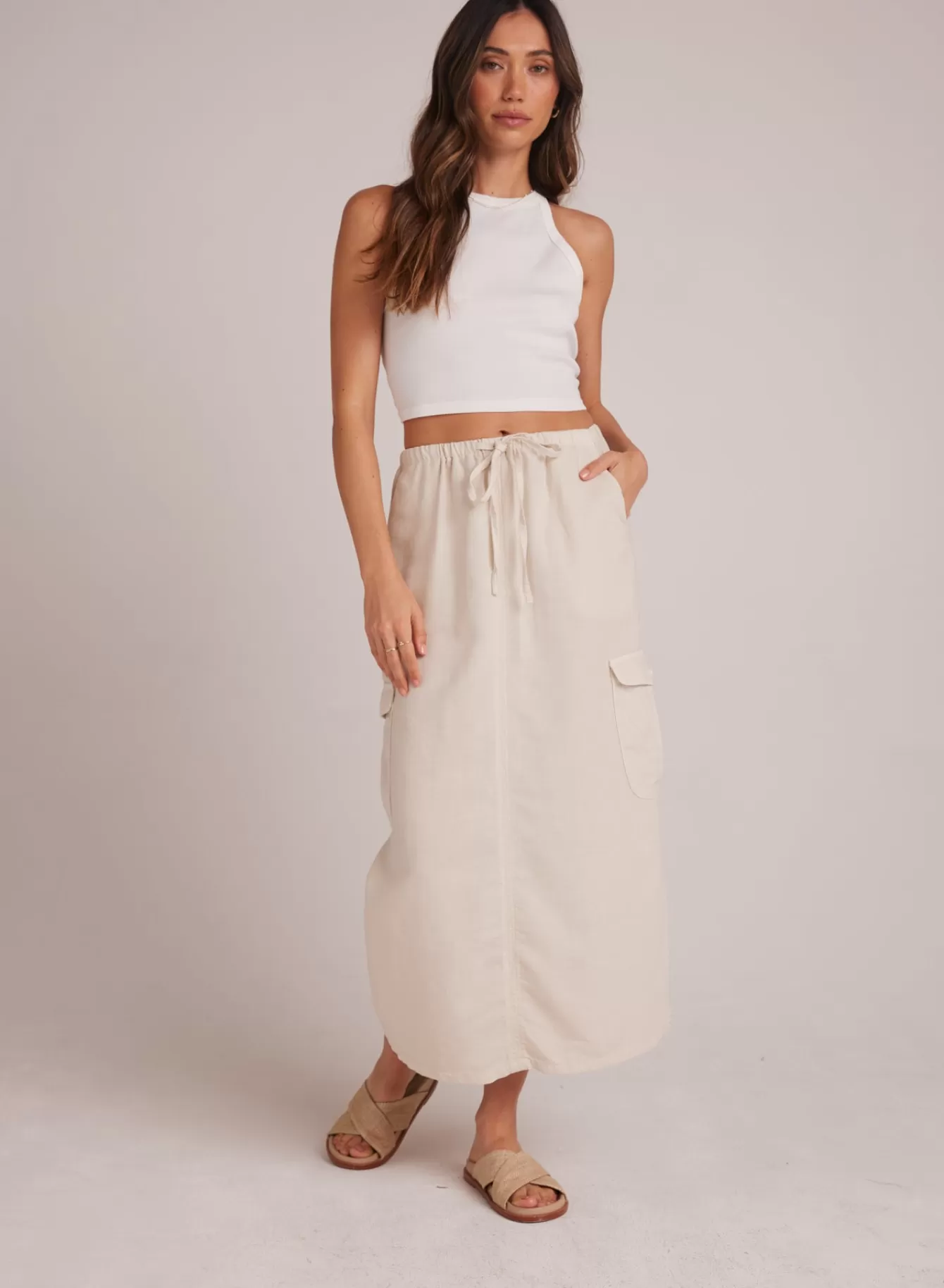 Bella Dahl Skirts-Goldie Bellow Pocket Cargo Skirt - Seashell Sand