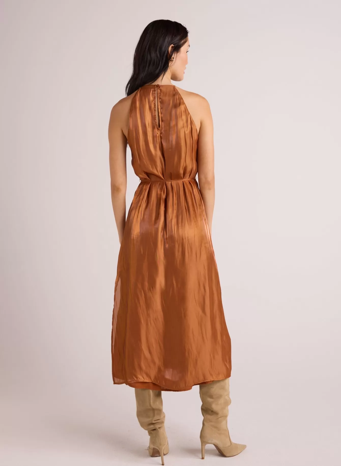 Bella Dahl Long Dresses-Halter Neck Slip Dress - Ember Glow Shimmer