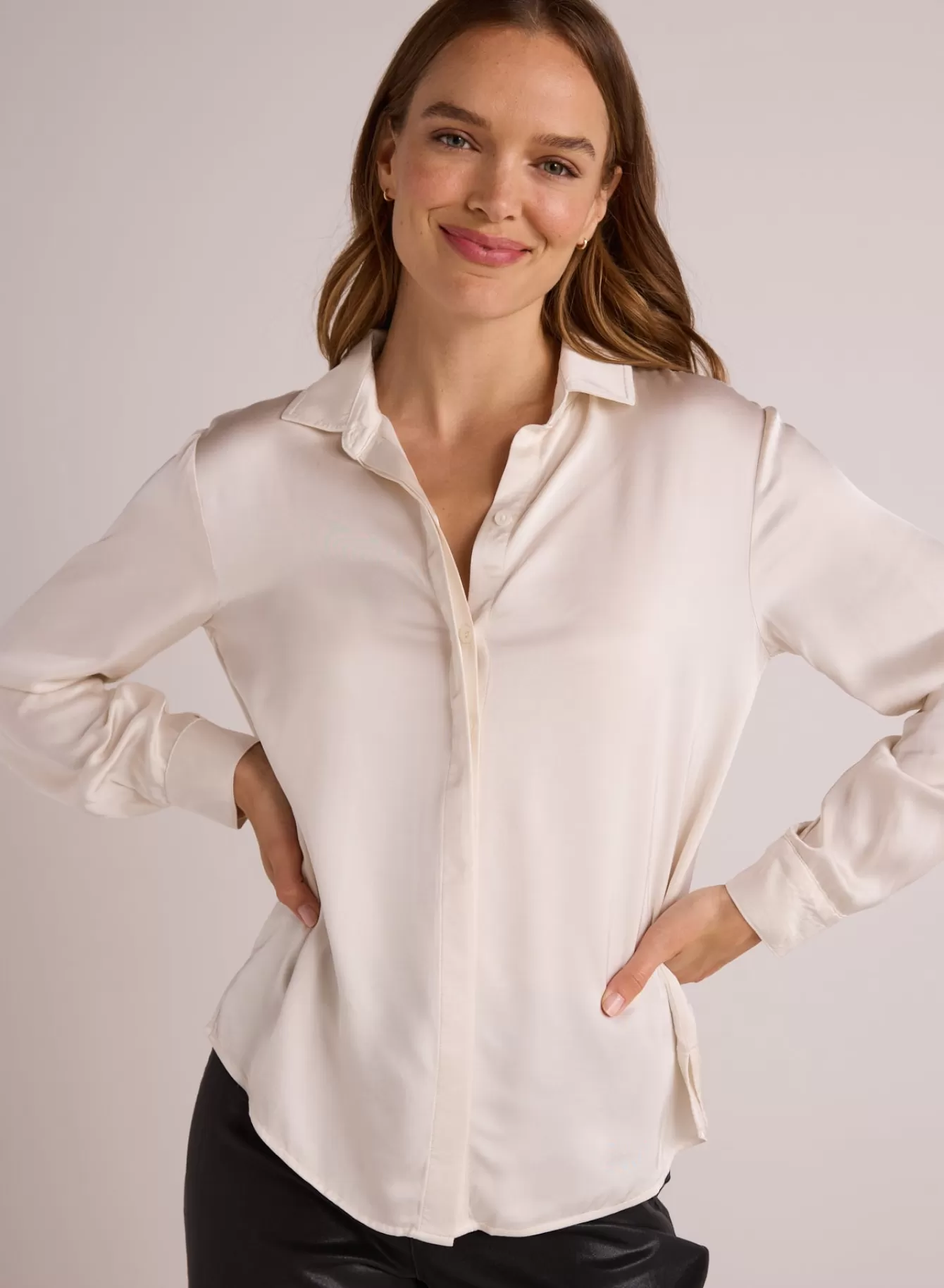 Bella Dahl Button Down-High Low Hem Shirt - Winter White